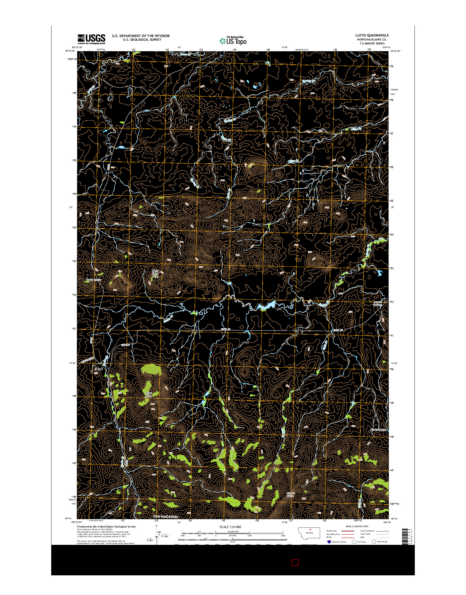 USGS US TOPO 7.5-MINUTE MAP FOR LLOYD, MT 2014