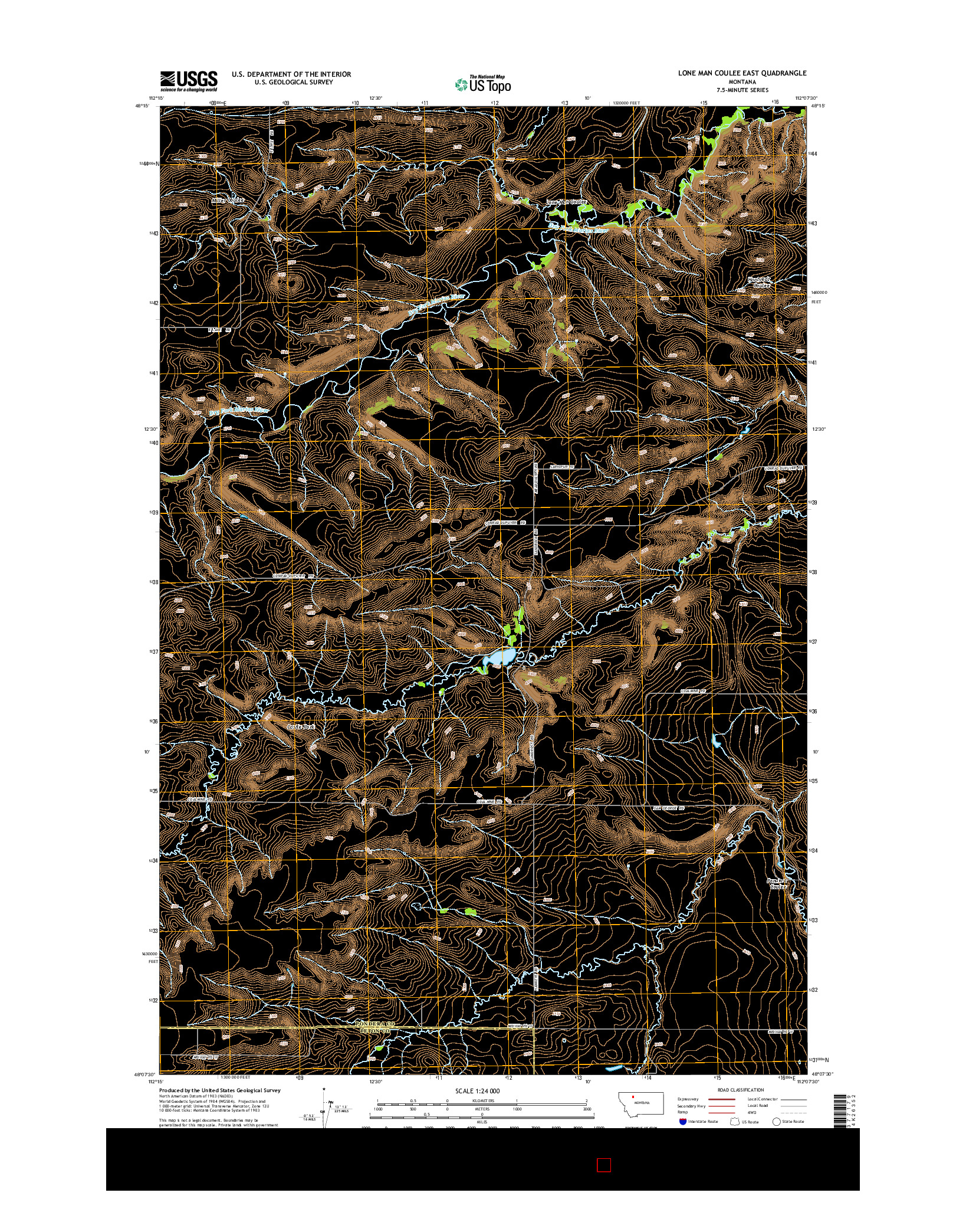 USGS US TOPO 7.5-MINUTE MAP FOR LONE MAN COULEE EAST, MT 2014