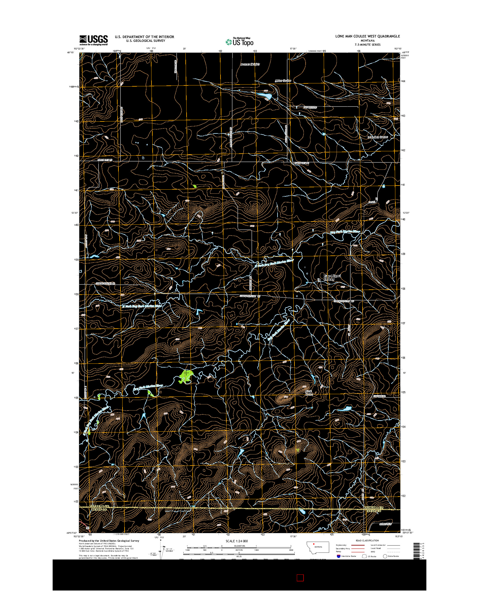 USGS US TOPO 7.5-MINUTE MAP FOR LONE MAN COULEE WEST, MT 2014
