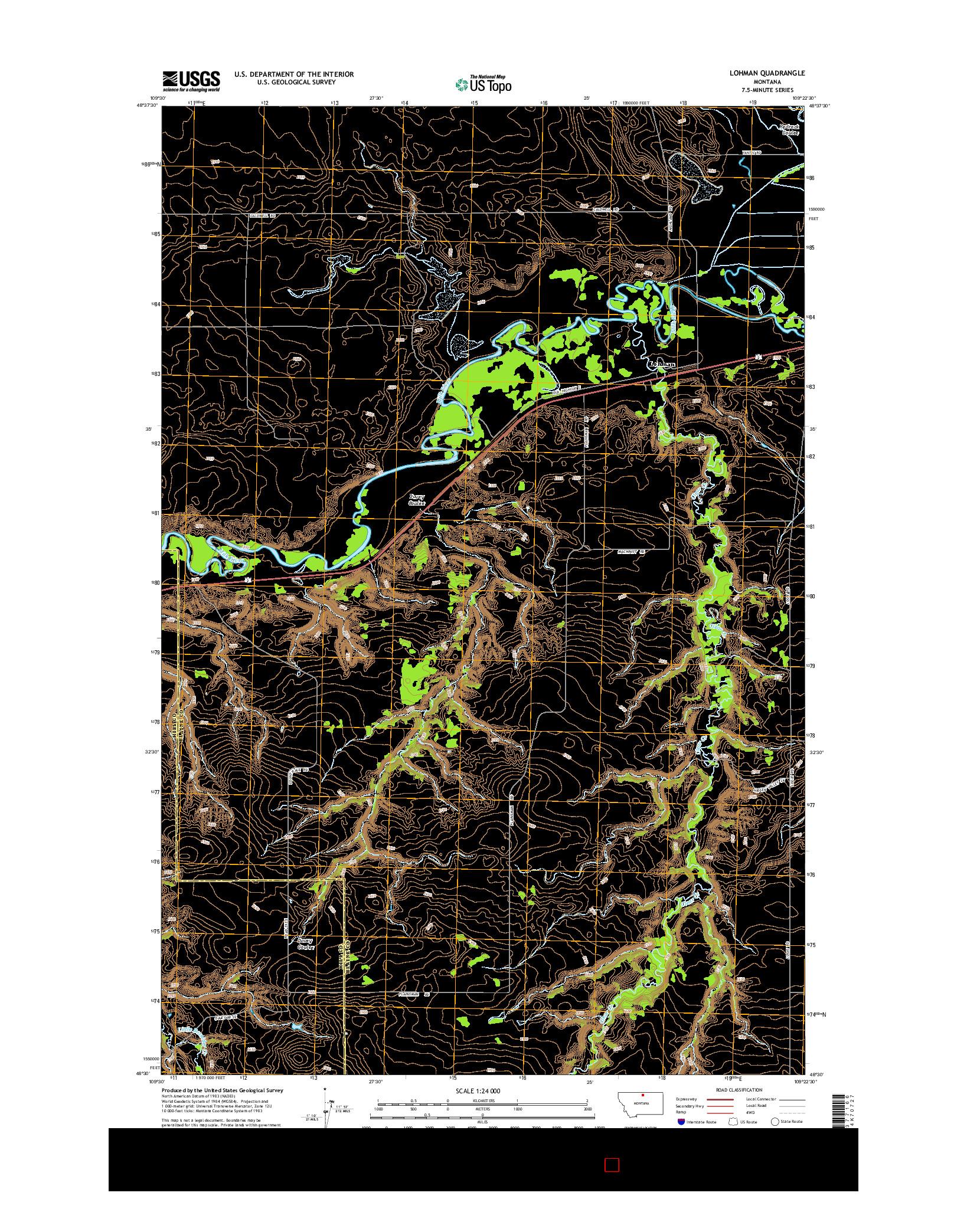 USGS US TOPO 7.5-MINUTE MAP FOR LOHMAN, MT 2014