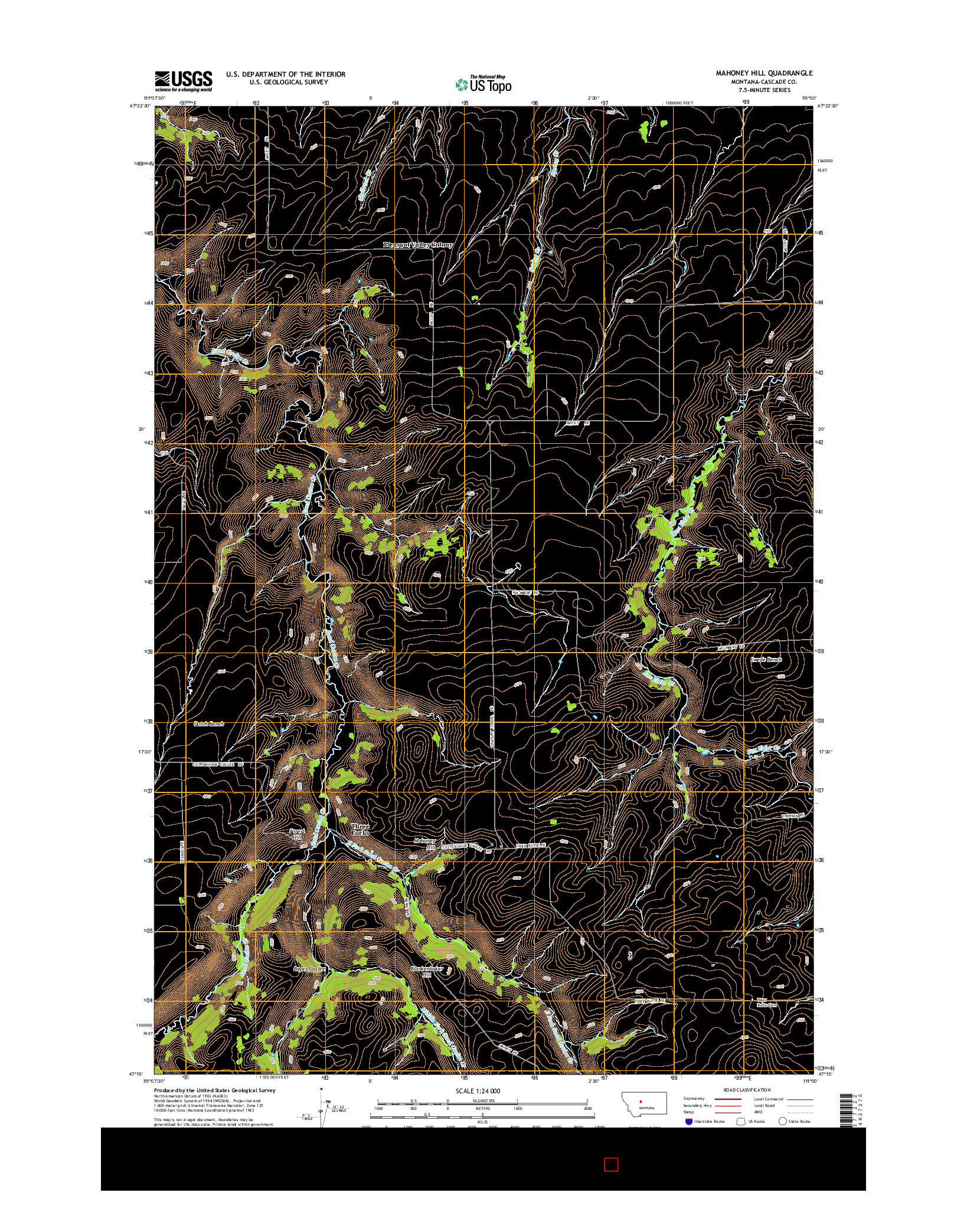 USGS US TOPO 7.5-MINUTE MAP FOR MAHONEY HILL, MT 2014
