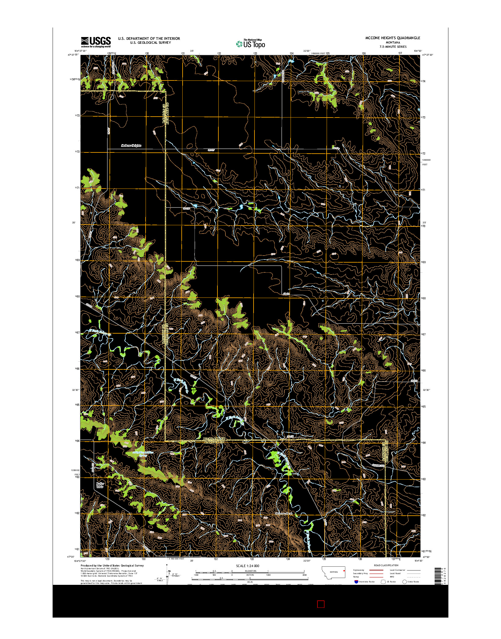 USGS US TOPO 7.5-MINUTE MAP FOR MCCONE HEIGHTS, MT 2014