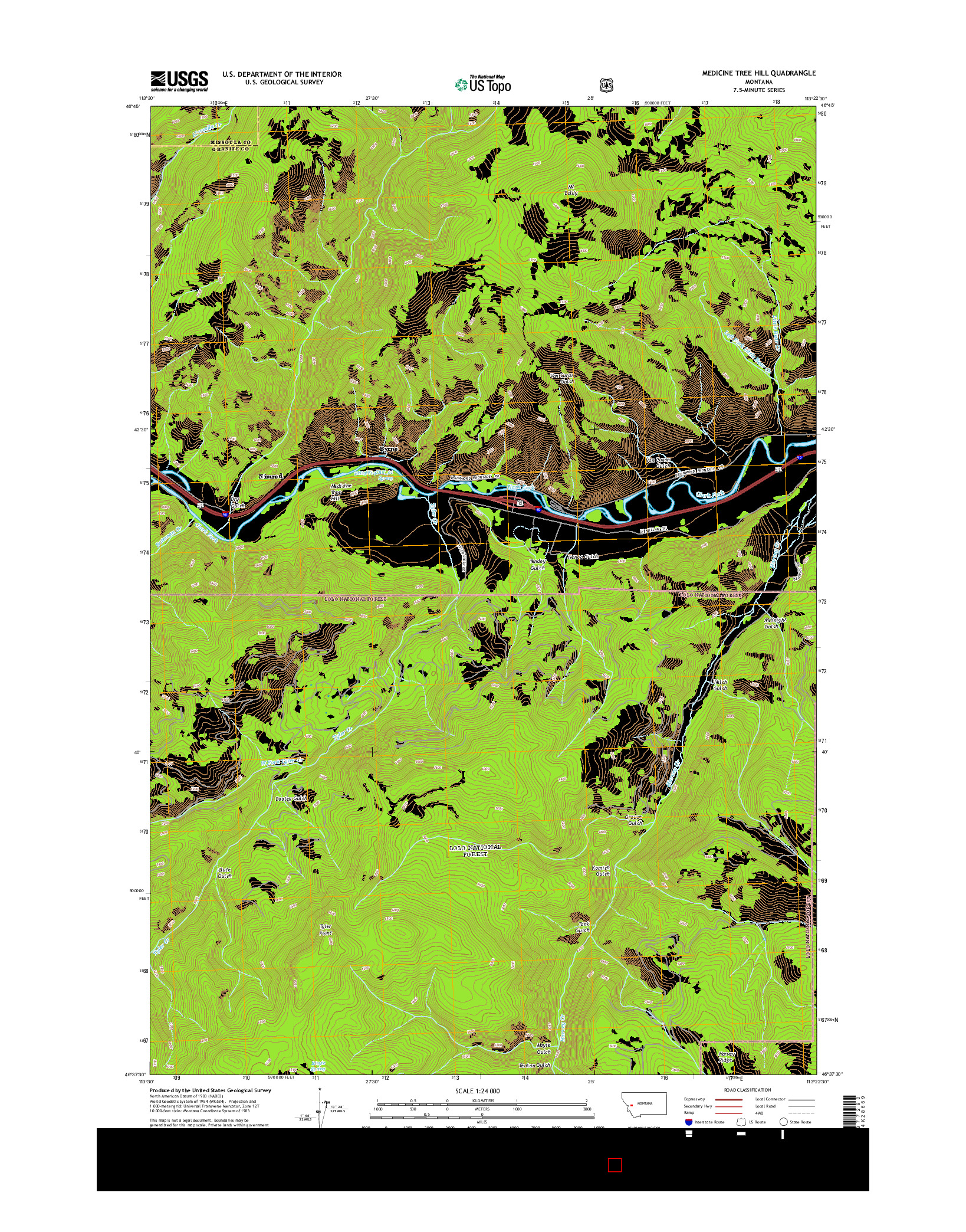 USGS US TOPO 7.5-MINUTE MAP FOR MEDICINE TREE HILL, MT 2014