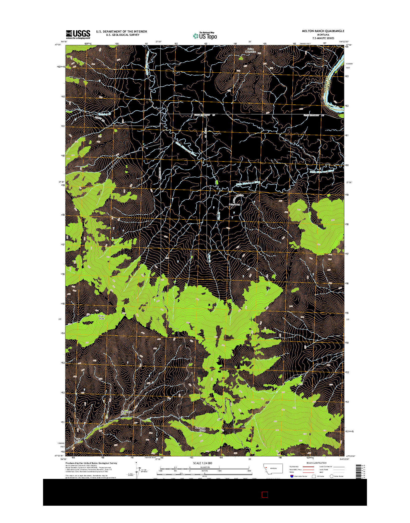 USGS US TOPO 7.5-MINUTE MAP FOR MELTON RANCH, MT 2014