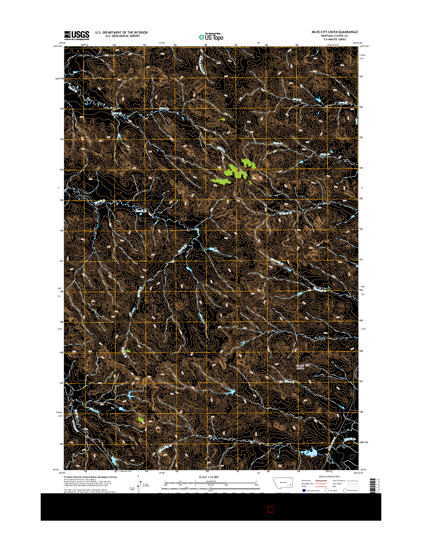 USGS US TOPO 7.5-MINUTE MAP FOR MILES CITY CREEK, MT 2014