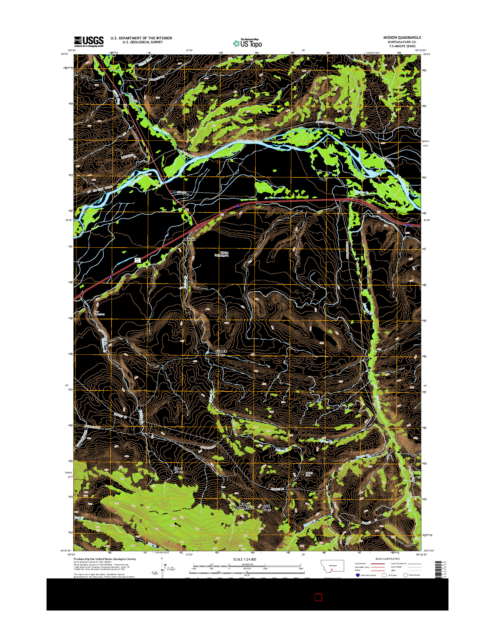 USGS US TOPO 7.5-MINUTE MAP FOR MISSION, MT 2014