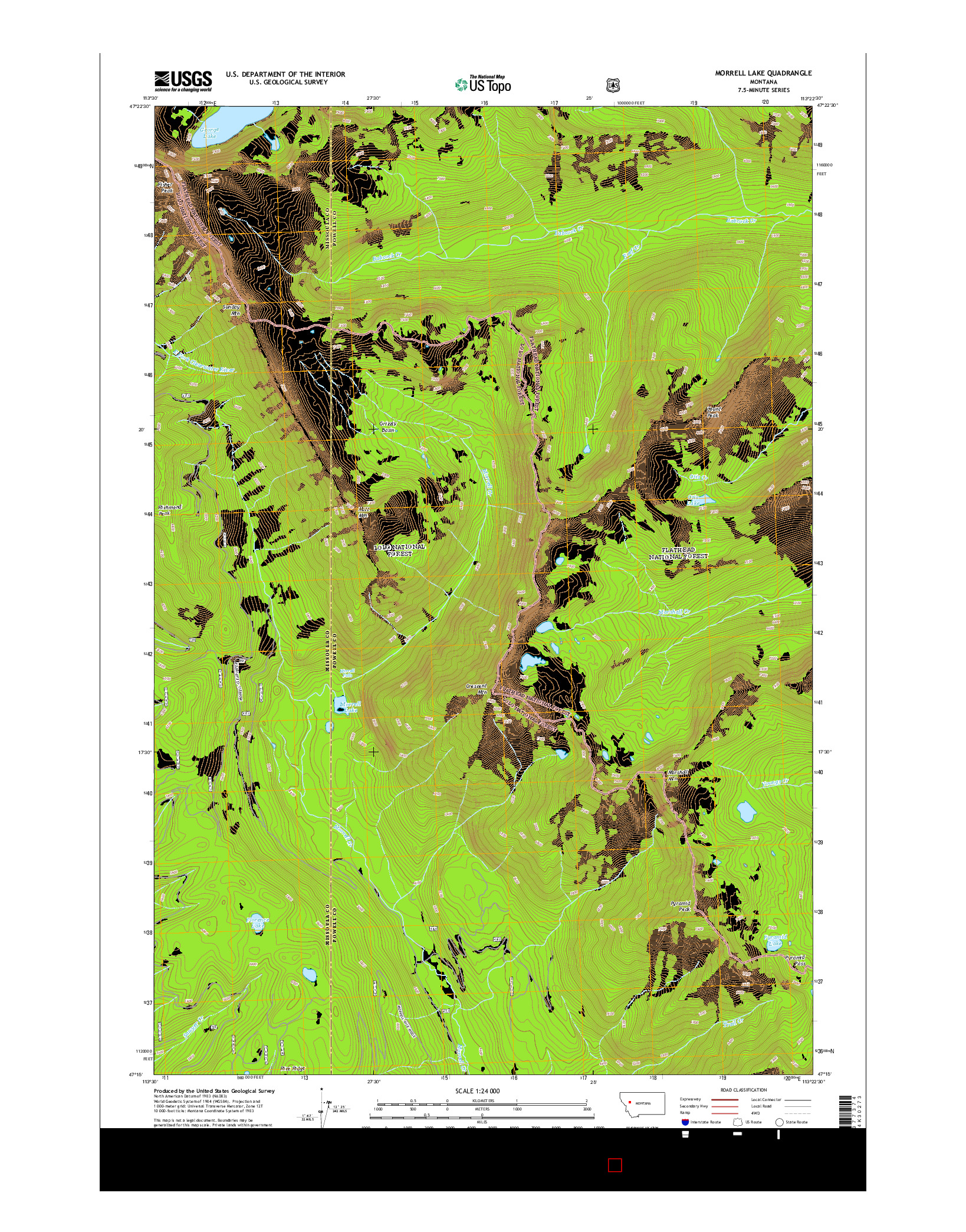 USGS US TOPO 7.5-MINUTE MAP FOR MORRELL LAKE, MT 2014