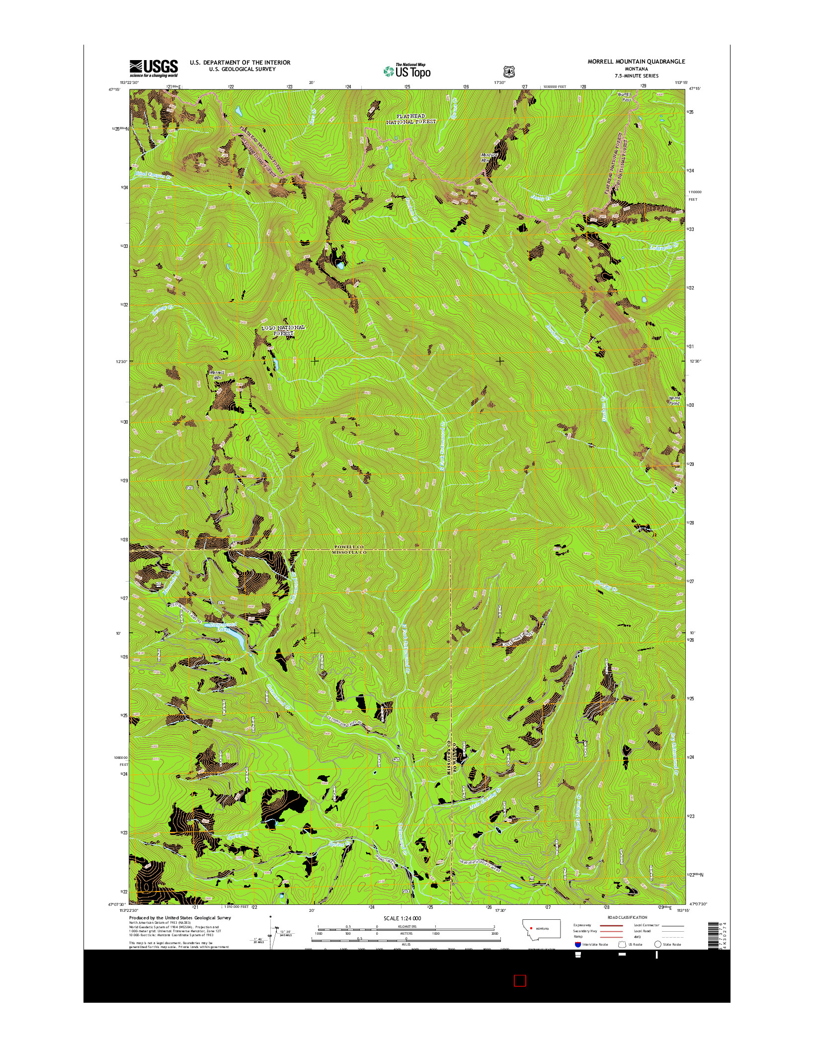 USGS US TOPO 7.5-MINUTE MAP FOR MORRELL MOUNTAIN, MT 2014