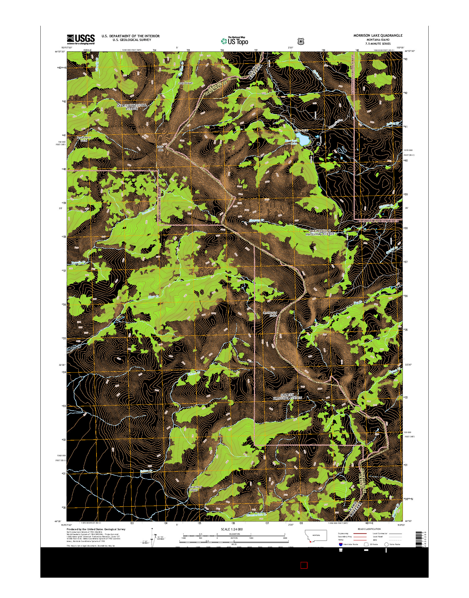 USGS US TOPO 7.5-MINUTE MAP FOR MORRISON LAKE, MT-ID 2014
