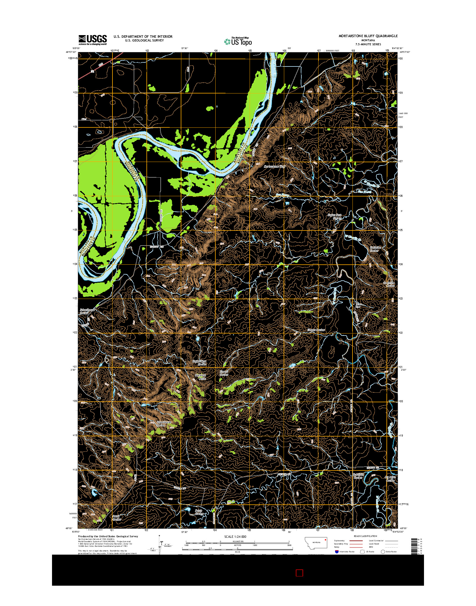 USGS US TOPO 7.5-MINUTE MAP FOR MORTARSTONE BLUFF, MT 2014