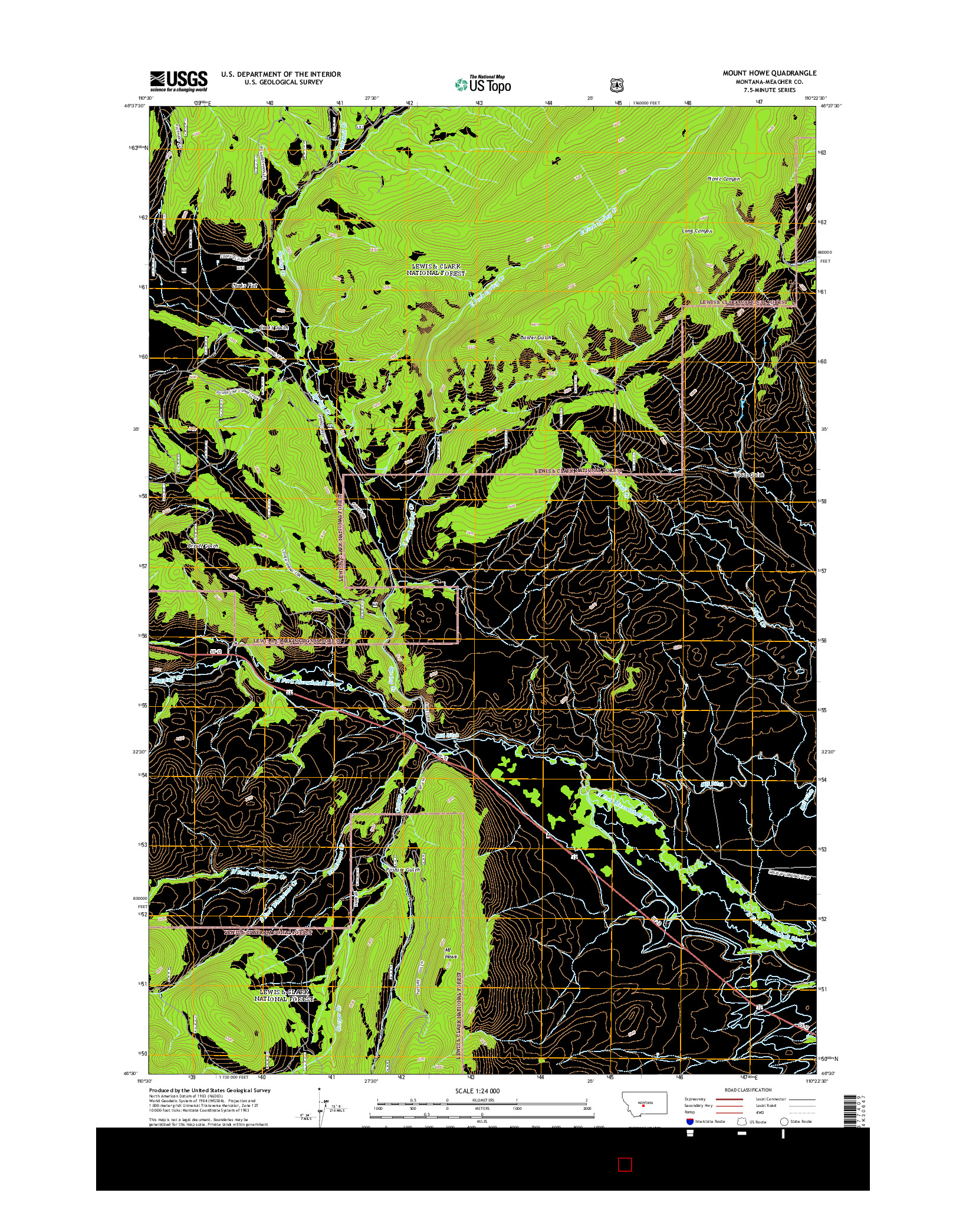 USGS US TOPO 7.5-MINUTE MAP FOR MOUNT HOWE, MT 2014