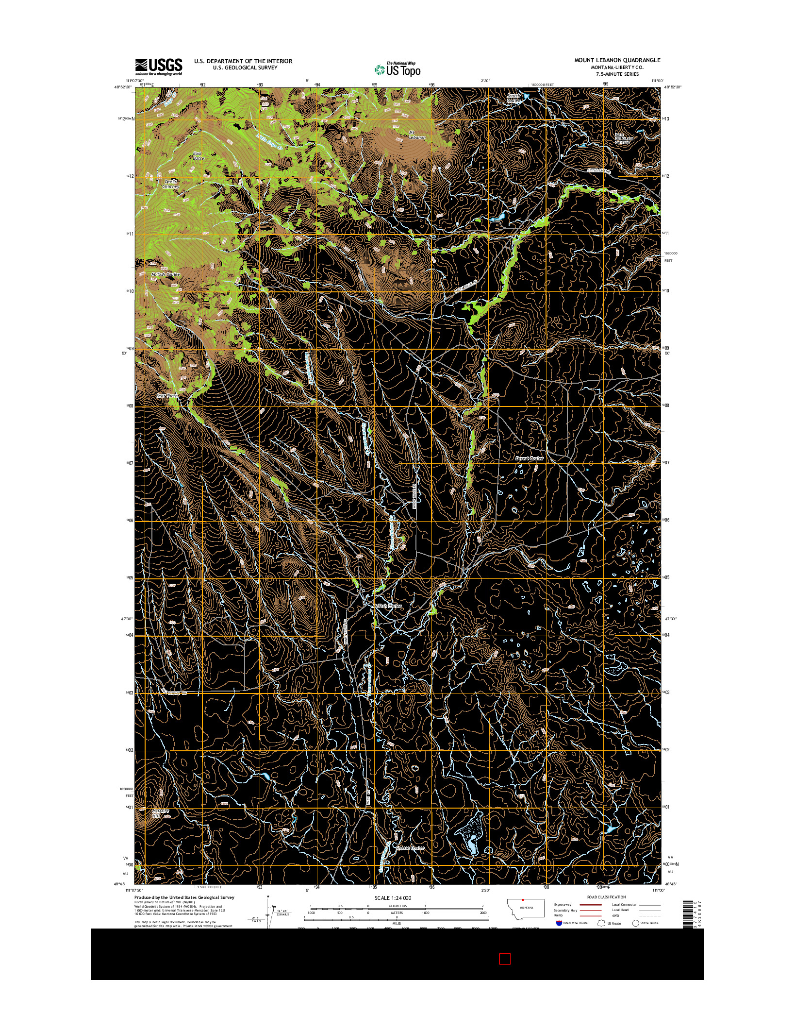 USGS US TOPO 7.5-MINUTE MAP FOR MOUNT LEBANON, MT 2014