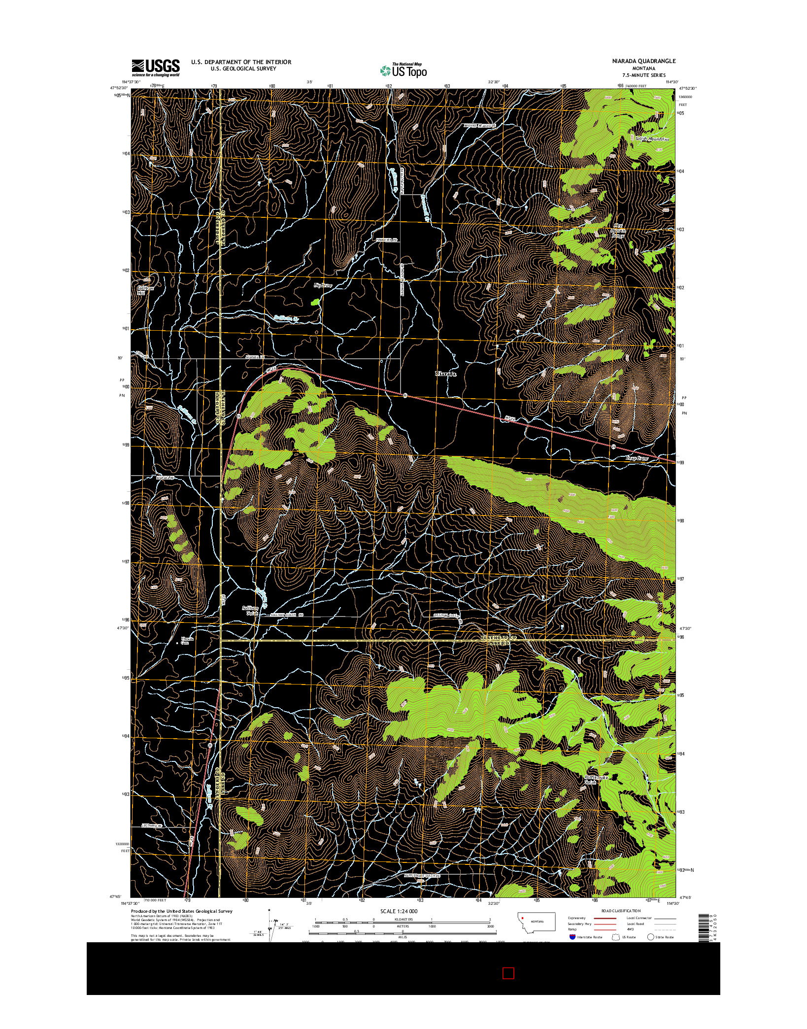 USGS US TOPO 7.5-MINUTE MAP FOR NIARADA, MT 2014