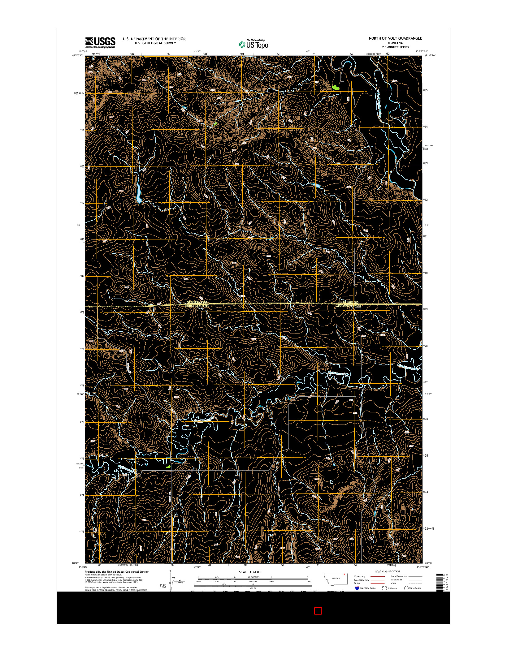 USGS US TOPO 7.5-MINUTE MAP FOR NORTH OF VOLT, MT 2014