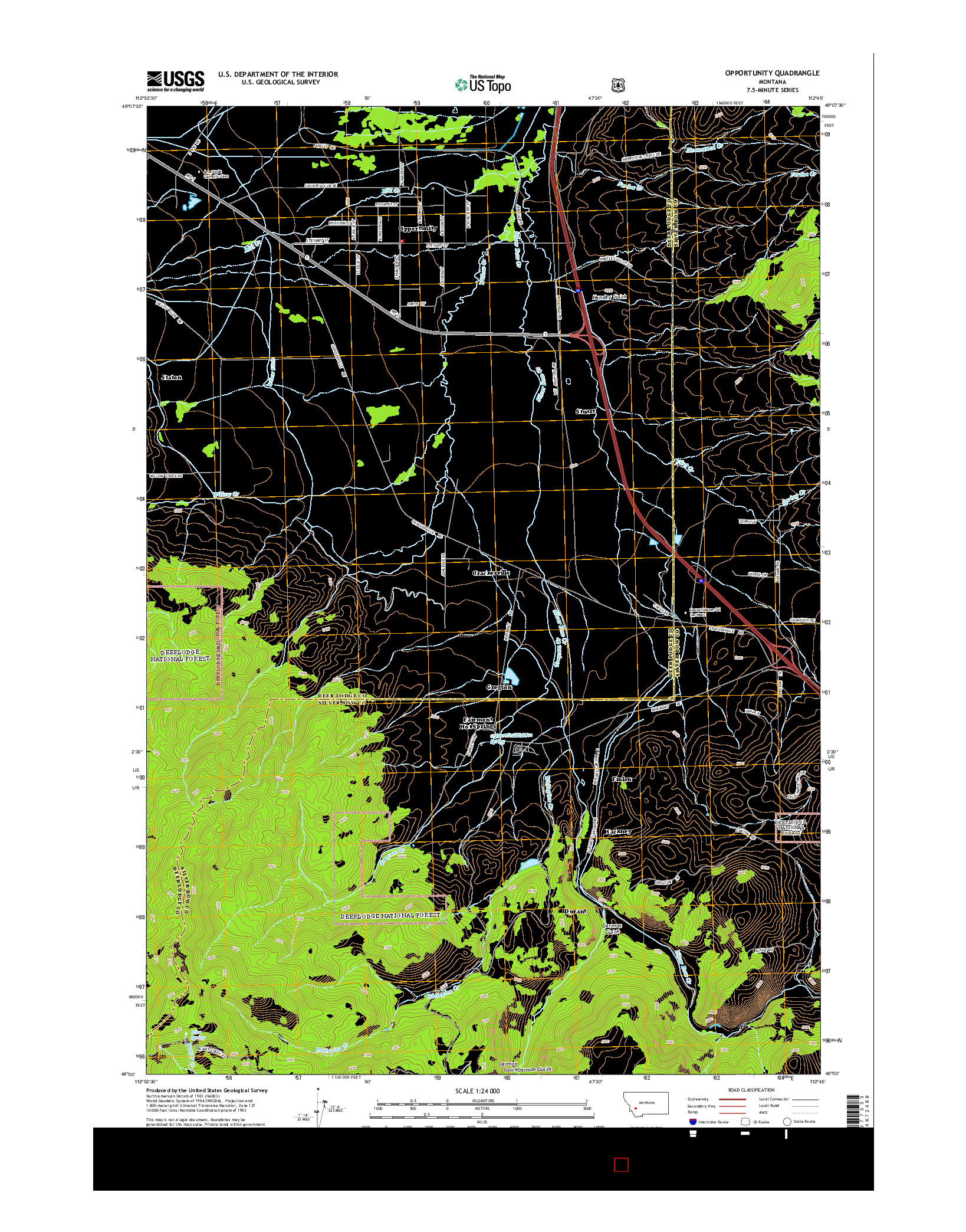 USGS US TOPO 7.5-MINUTE MAP FOR OPPORTUNITY, MT 2014