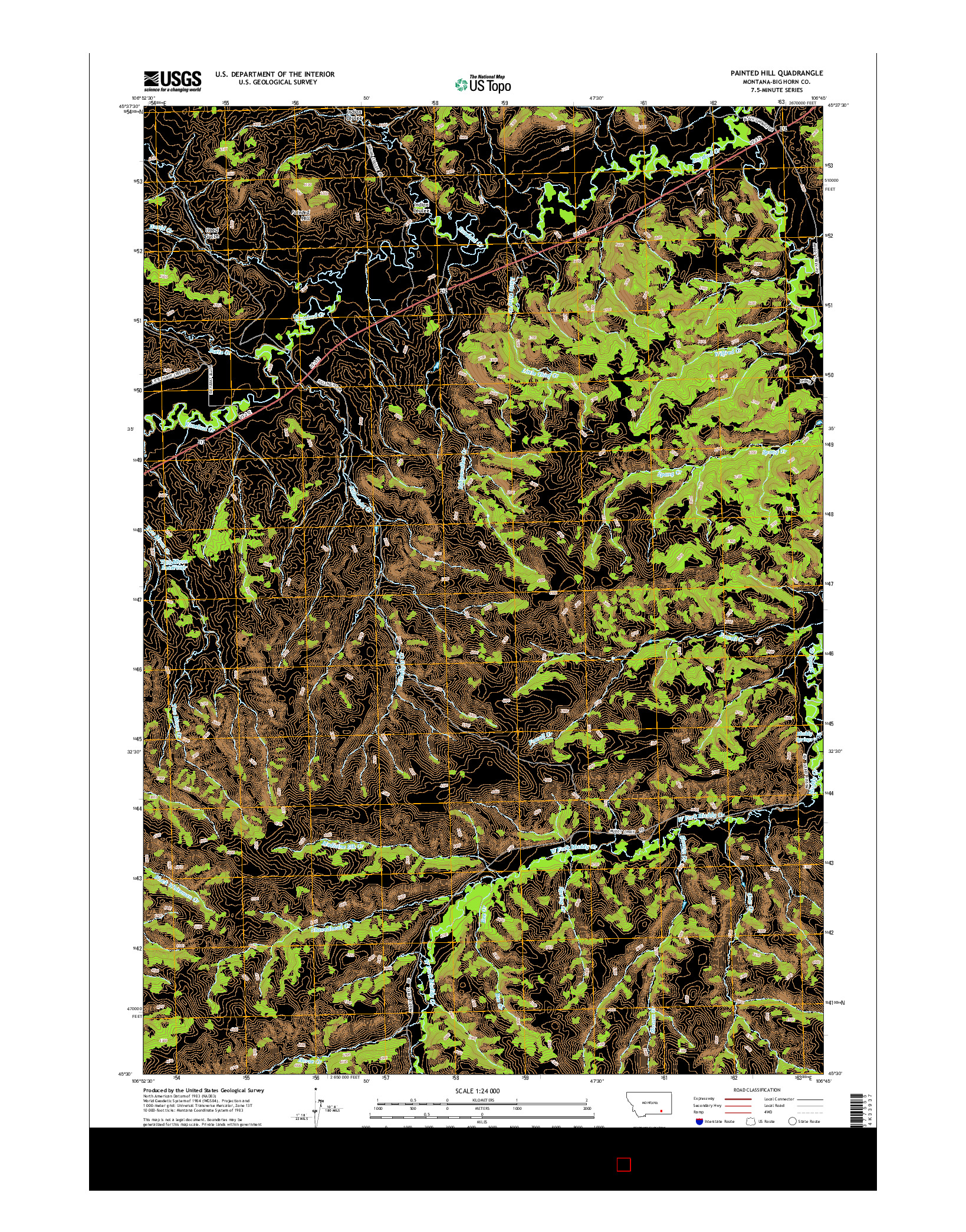 USGS US TOPO 7.5-MINUTE MAP FOR PAINTED HILL, MT 2014