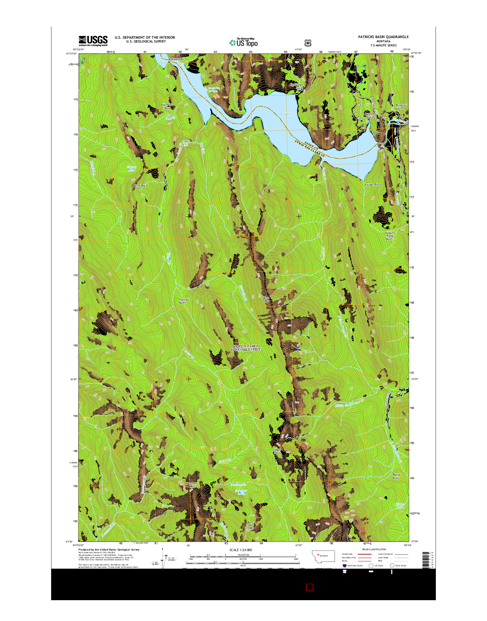 USGS US TOPO 7.5-MINUTE MAP FOR PATRICKS BASIN, MT 2014