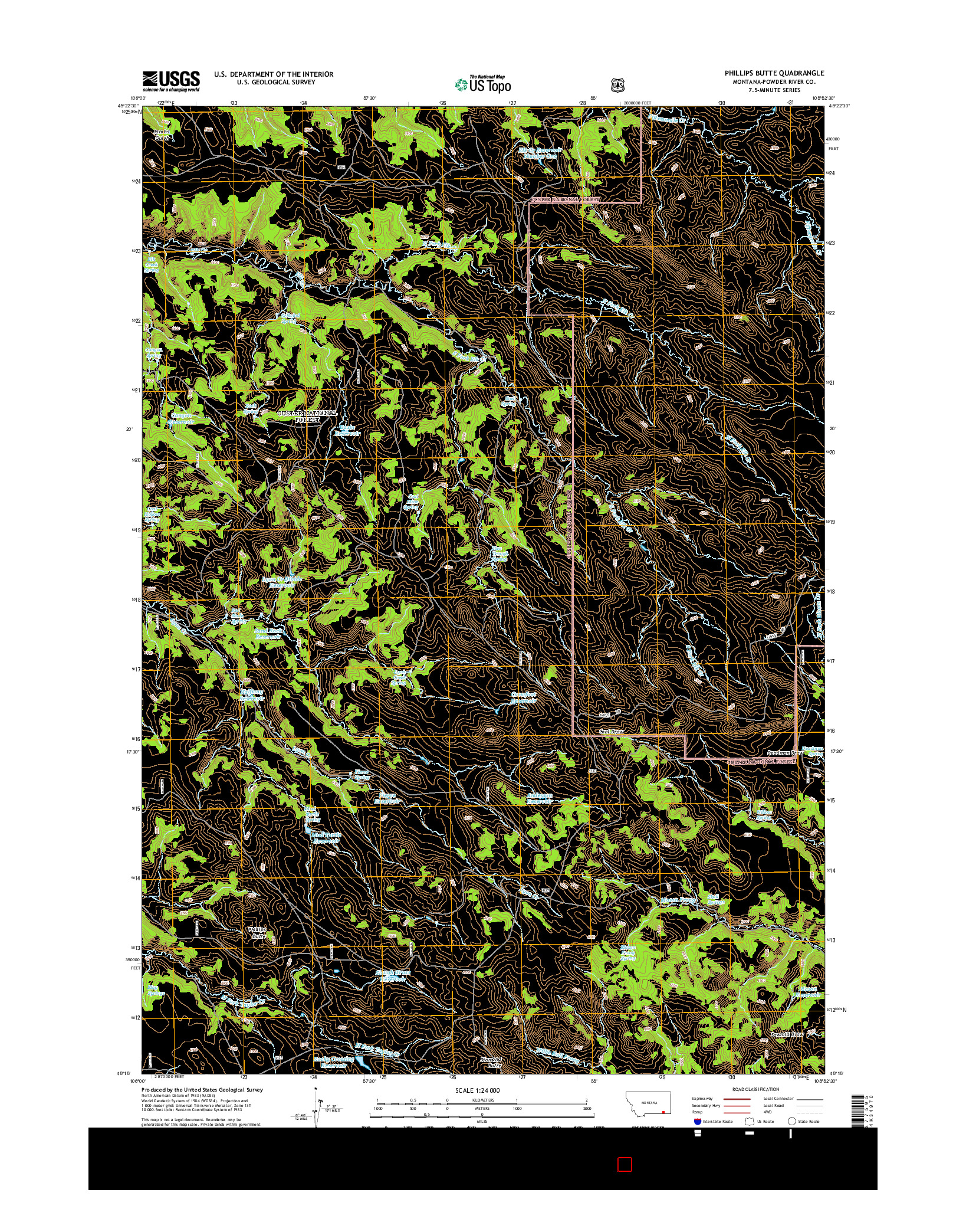 USGS US TOPO 7.5-MINUTE MAP FOR PHILLIPS BUTTE, MT 2014