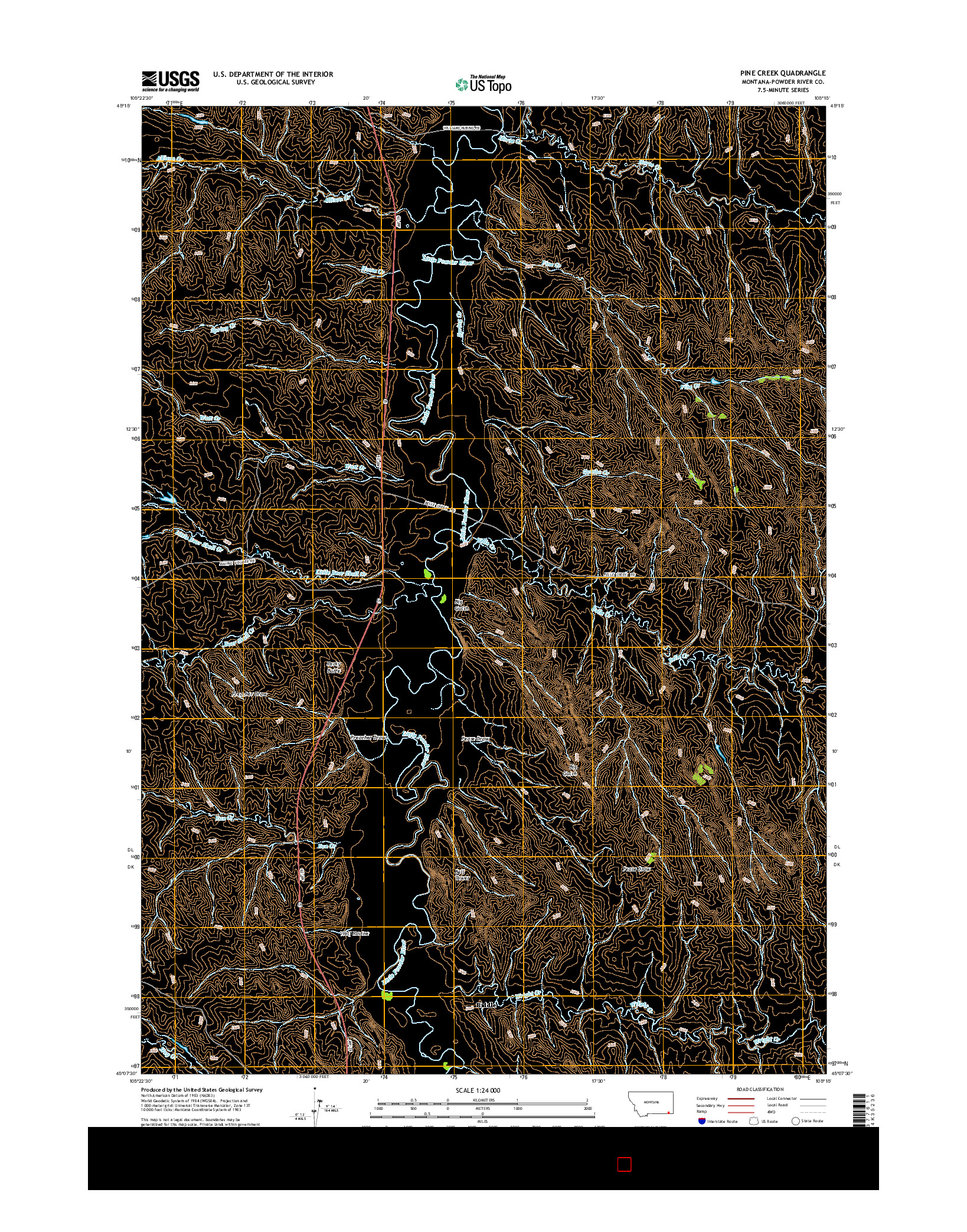 USGS US TOPO 7.5-MINUTE MAP FOR PINE CREEK, MT 2014