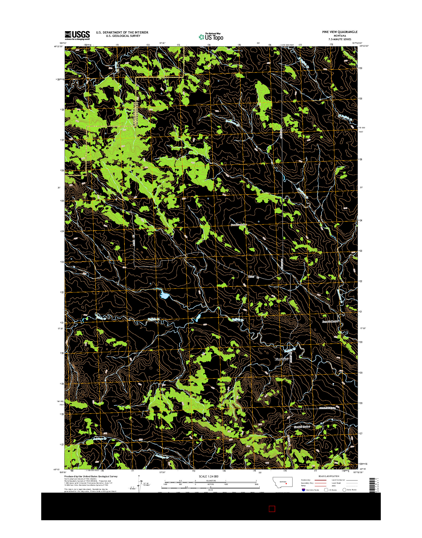 USGS US TOPO 7.5-MINUTE MAP FOR PINE VIEW, MT 2014