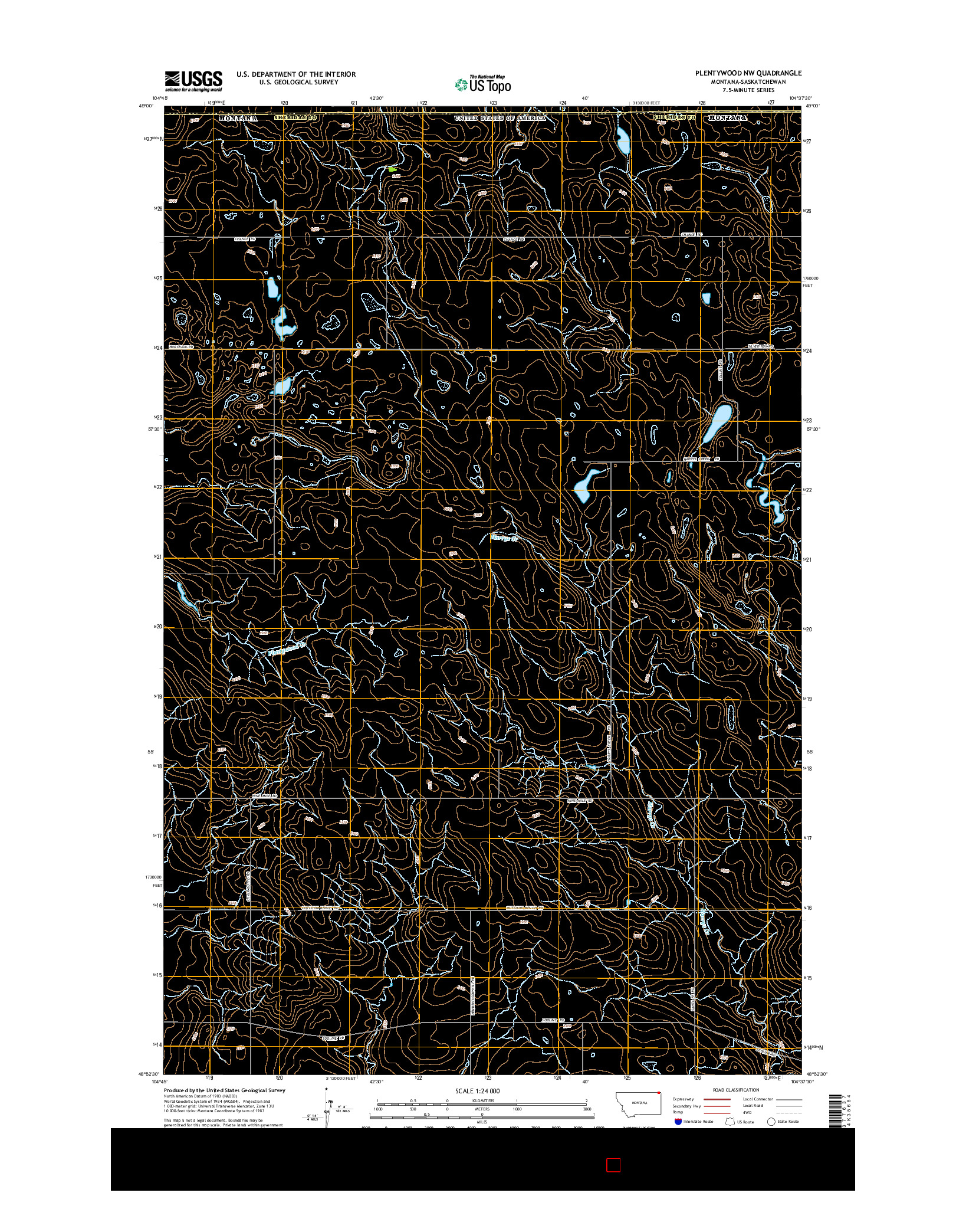 USGS US TOPO 7.5-MINUTE MAP FOR PLENTYWOOD NW, MT-SK 2014