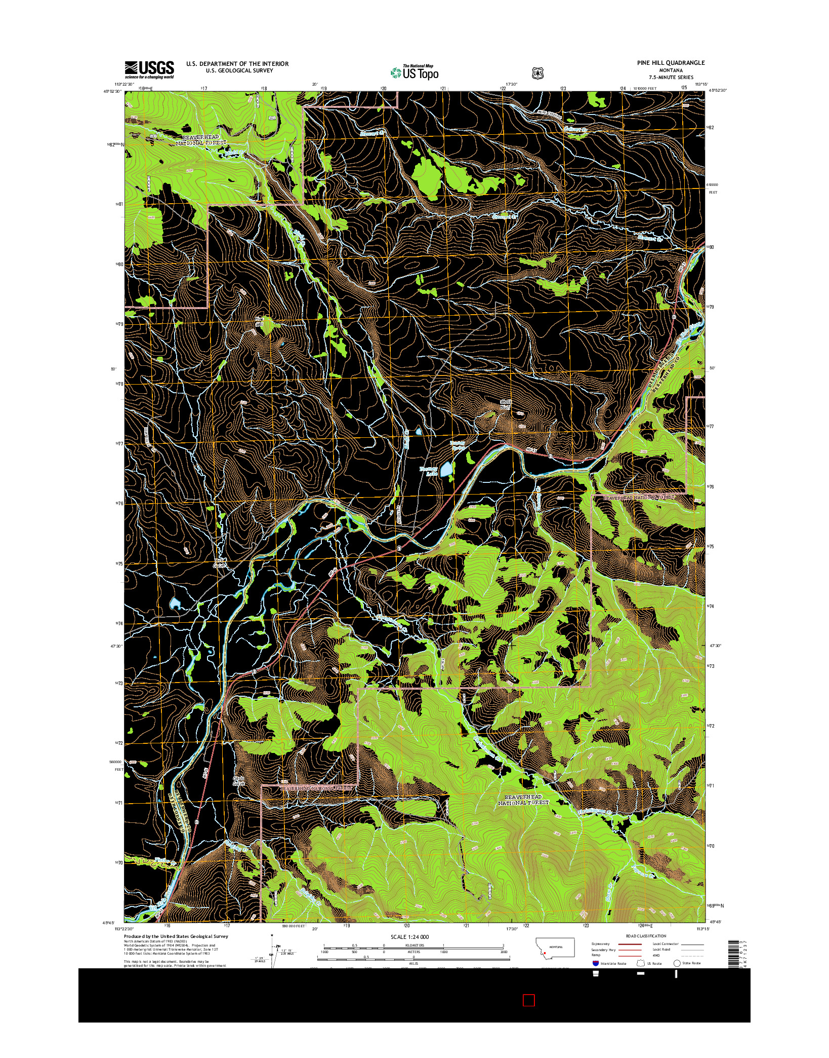 USGS US TOPO 7.5-MINUTE MAP FOR PINE HILL, MT 2014