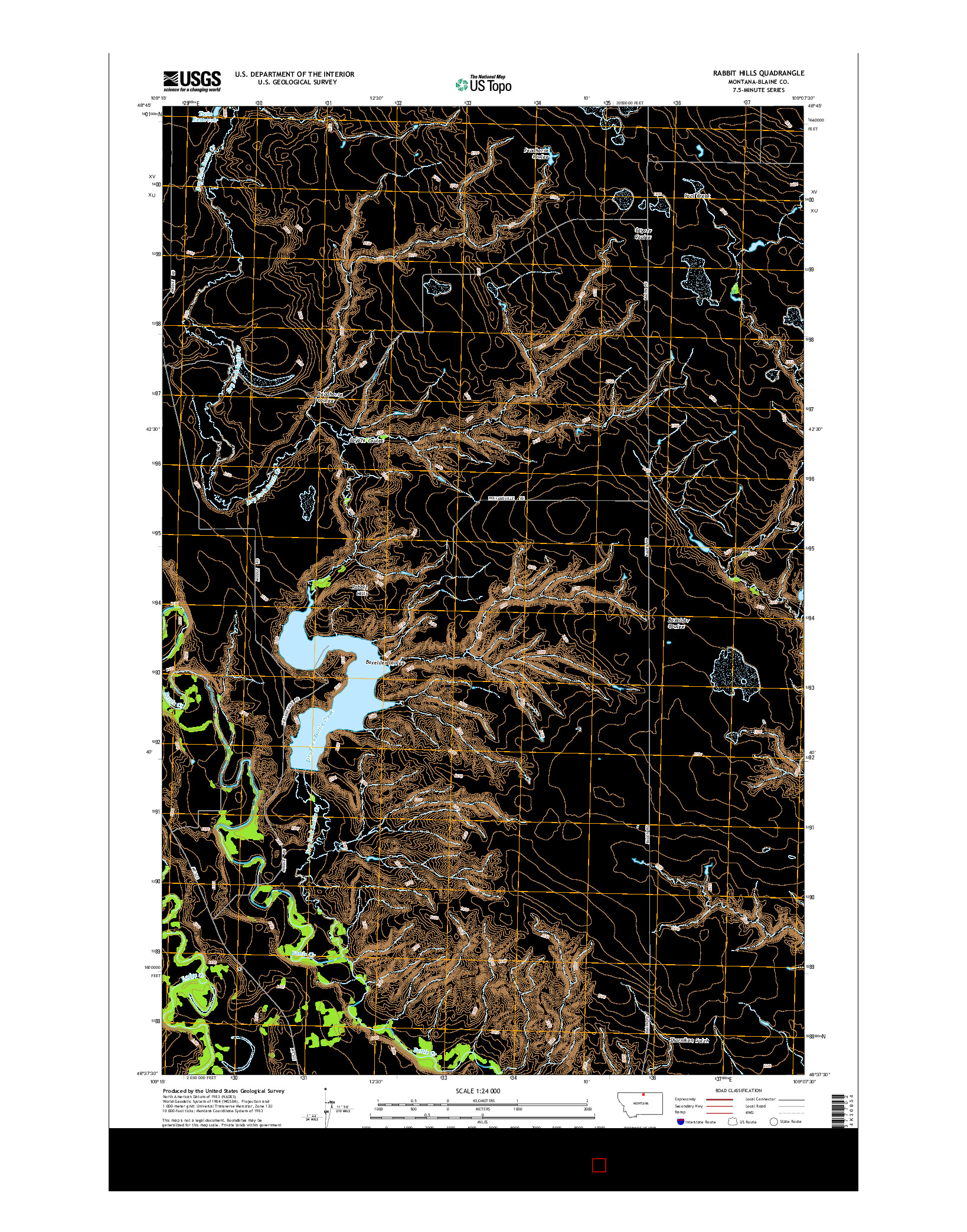 USGS US TOPO 7.5-MINUTE MAP FOR RABBIT HILLS, MT 2014