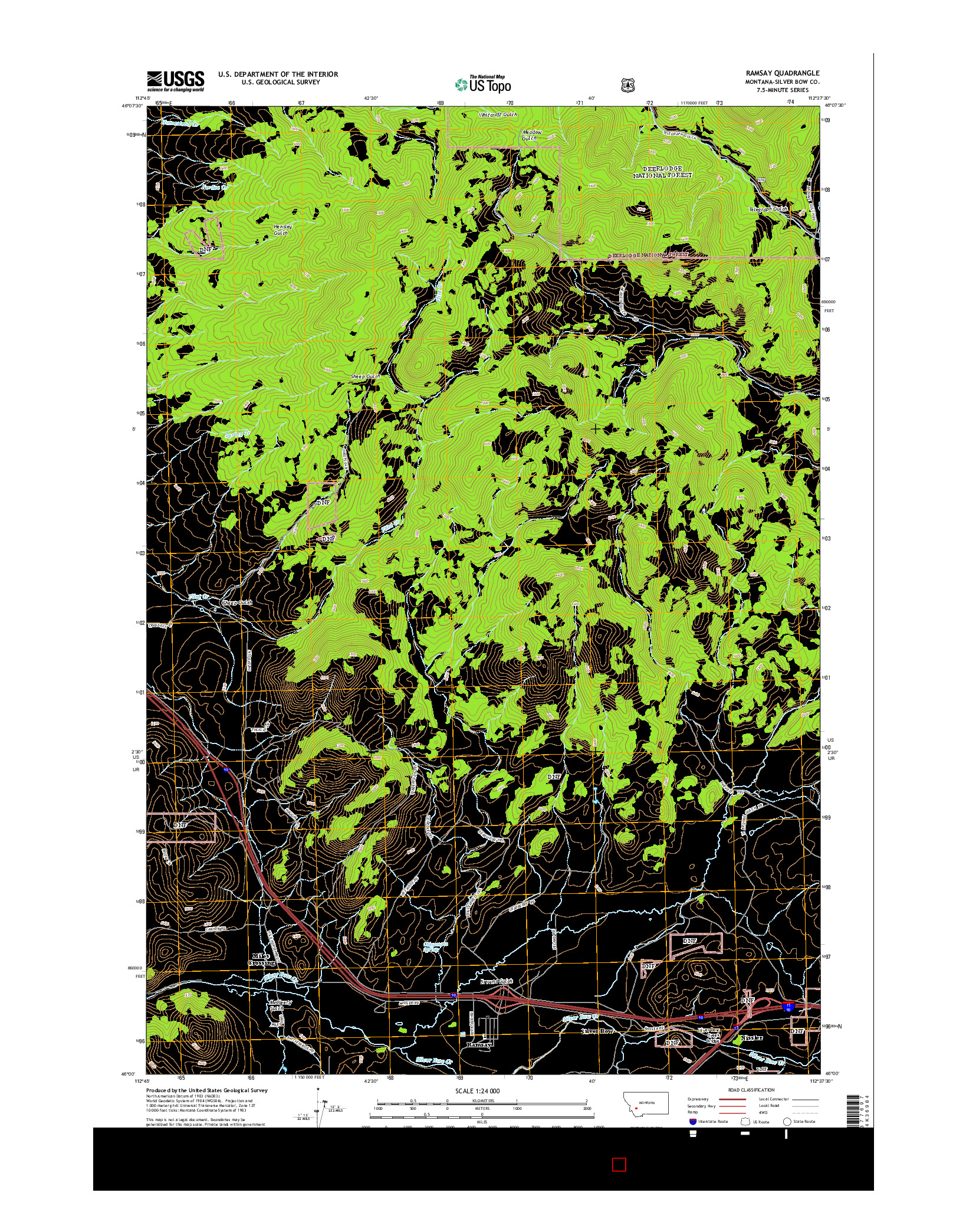 USGS US TOPO 7.5-MINUTE MAP FOR RAMSAY, MT 2014