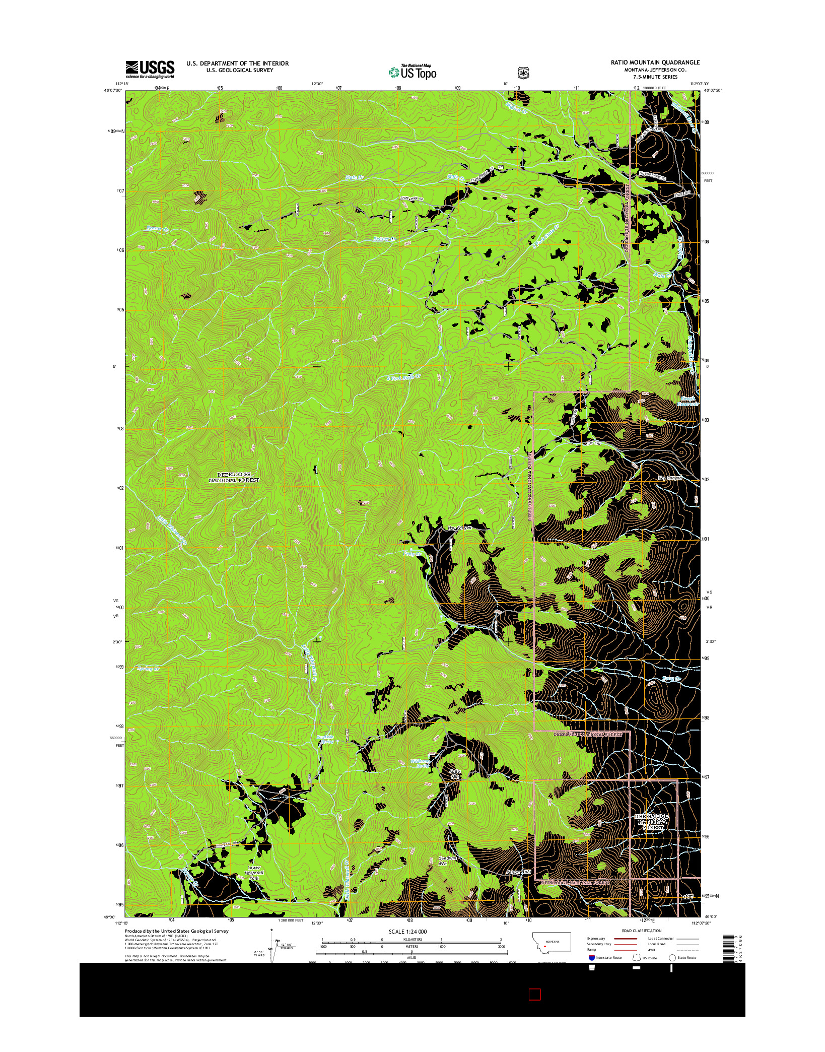 USGS US TOPO 7.5-MINUTE MAP FOR RATIO MOUNTAIN, MT 2014