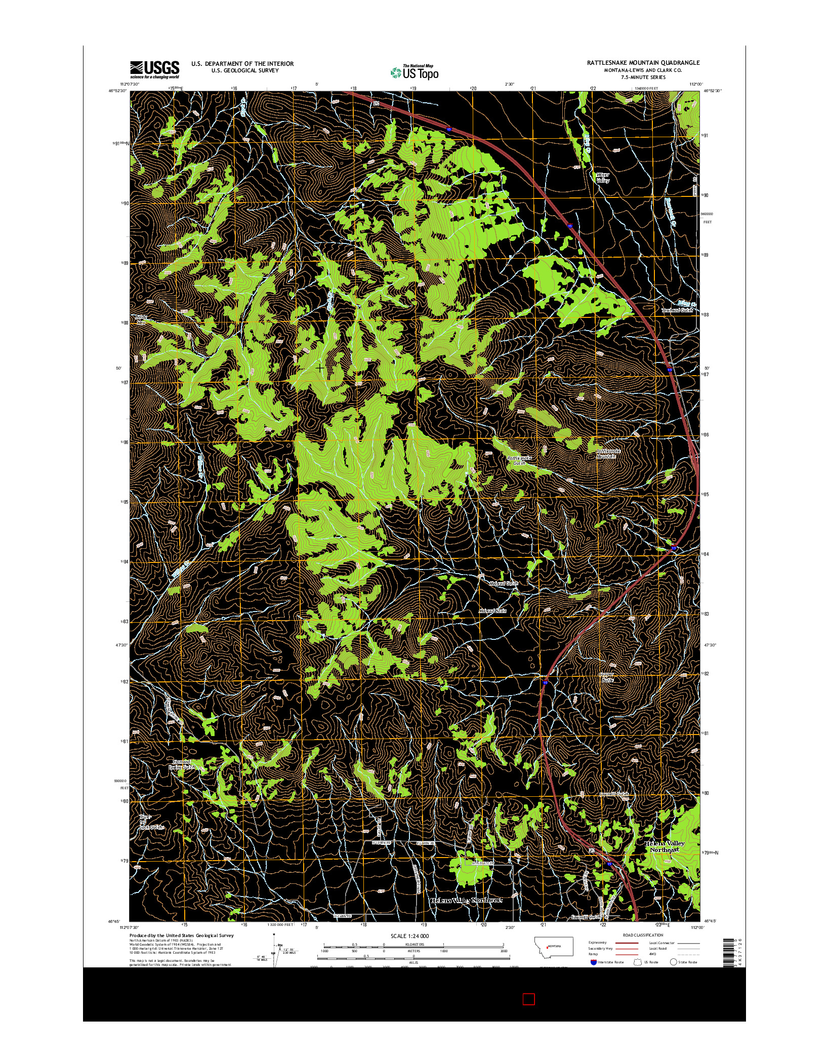 USGS US TOPO 7.5-MINUTE MAP FOR RATTLESNAKE MOUNTAIN, MT 2014