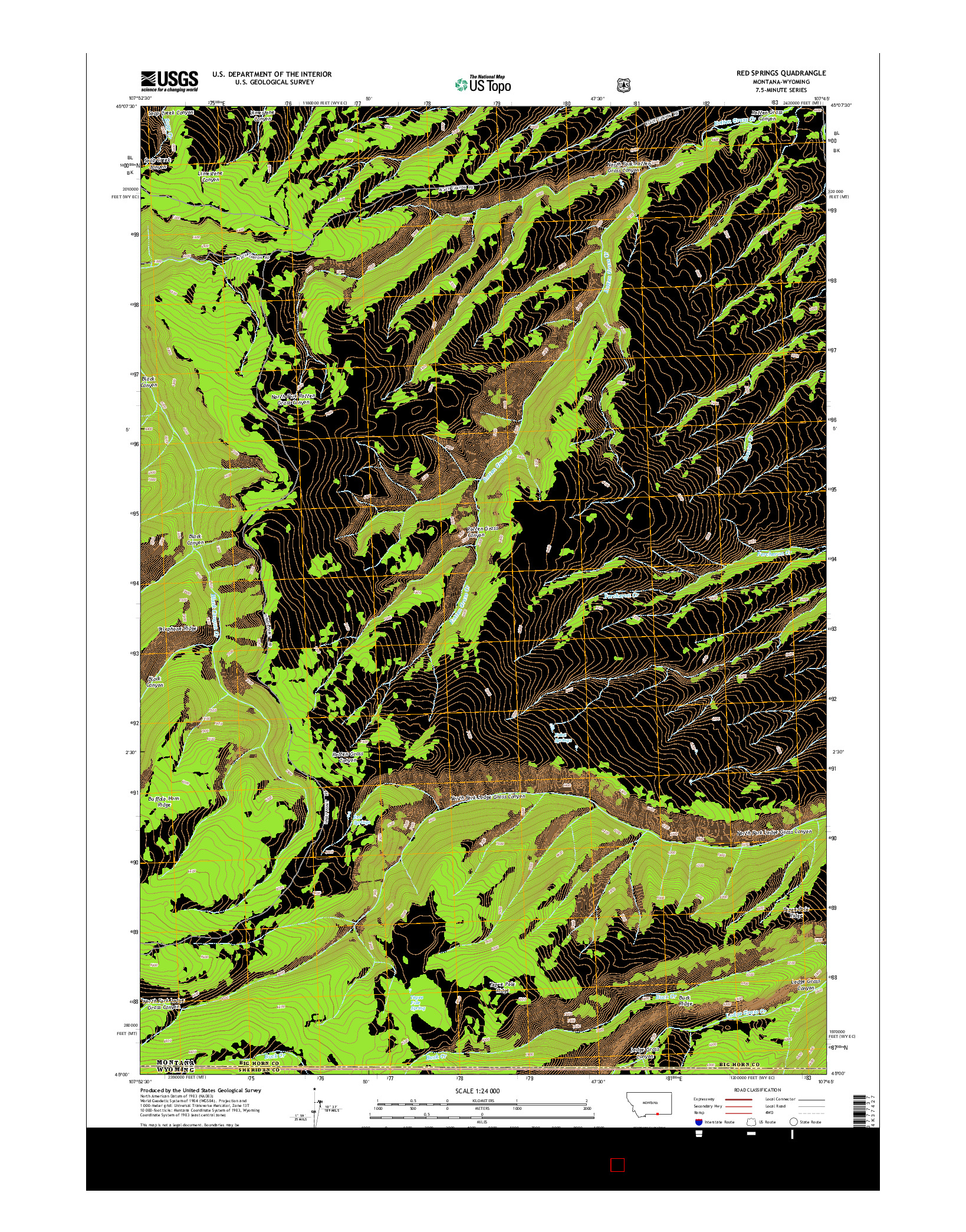 USGS US TOPO 7.5-MINUTE MAP FOR RED SPRINGS, MT-WY 2014