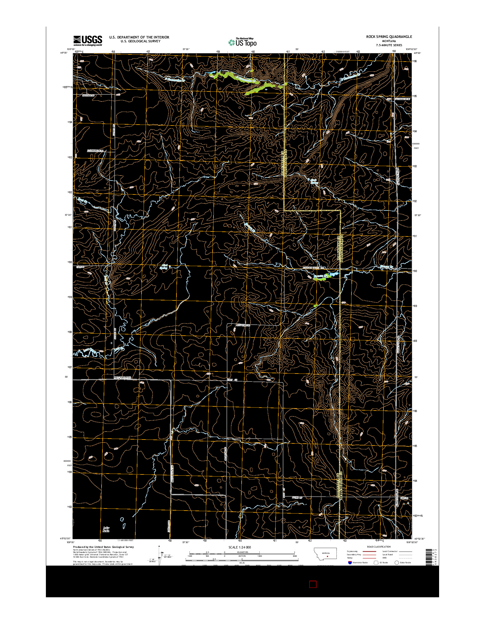 USGS US TOPO 7.5-MINUTE MAP FOR ROCK SPRING, MT 2014