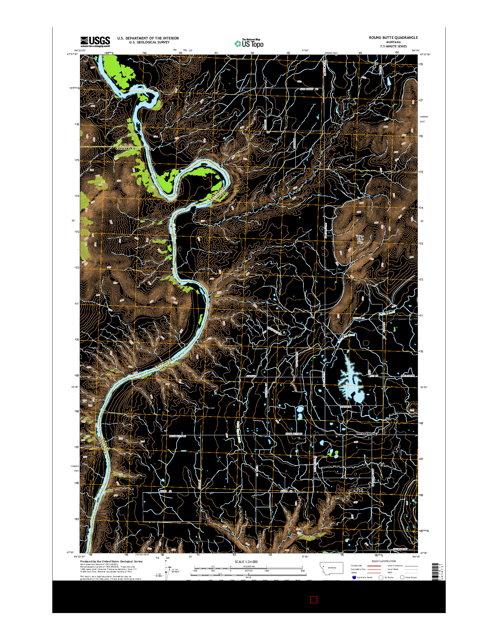 USGS US TOPO 7.5-MINUTE MAP FOR ROUND BUTTE, MT 2014