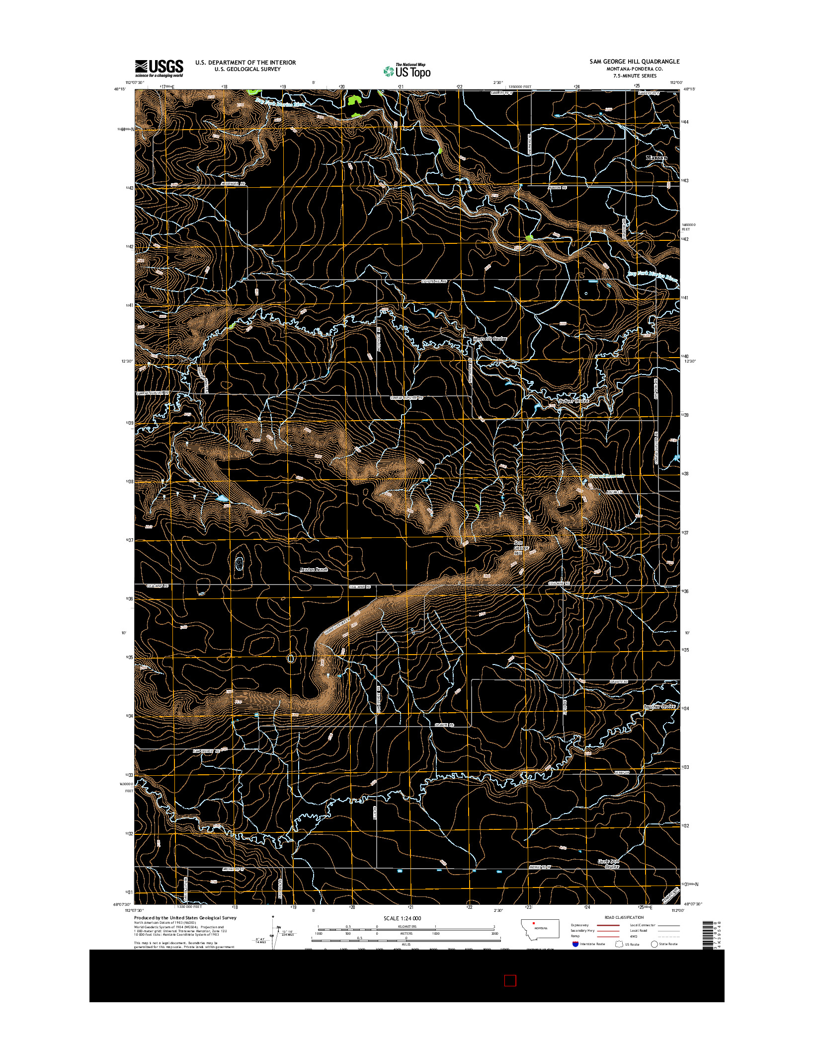 USGS US TOPO 7.5-MINUTE MAP FOR SAM GEORGE HILL, MT 2014