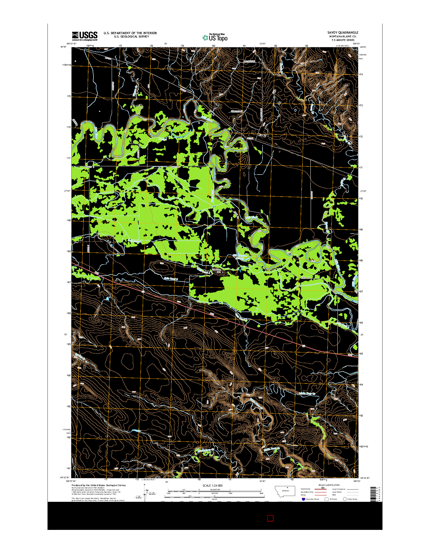 USGS US TOPO 7.5-MINUTE MAP FOR SAVOY, MT 2014