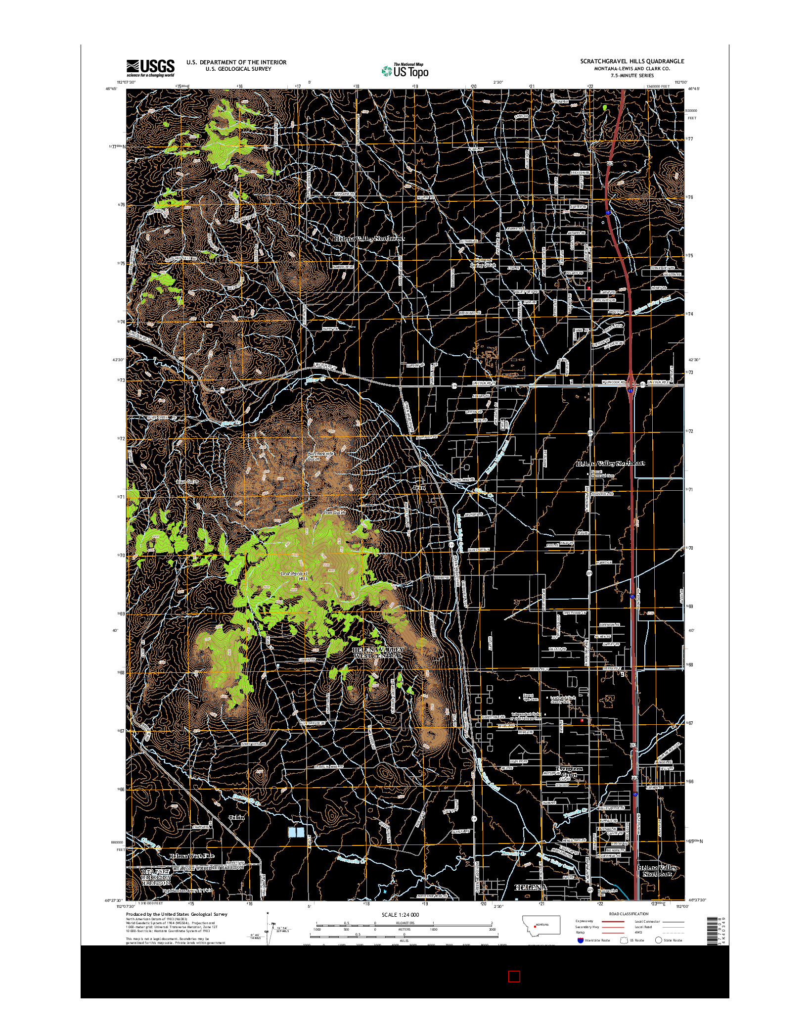 USGS US TOPO 7.5-MINUTE MAP FOR SCRATCHGRAVEL HILLS, MT 2014