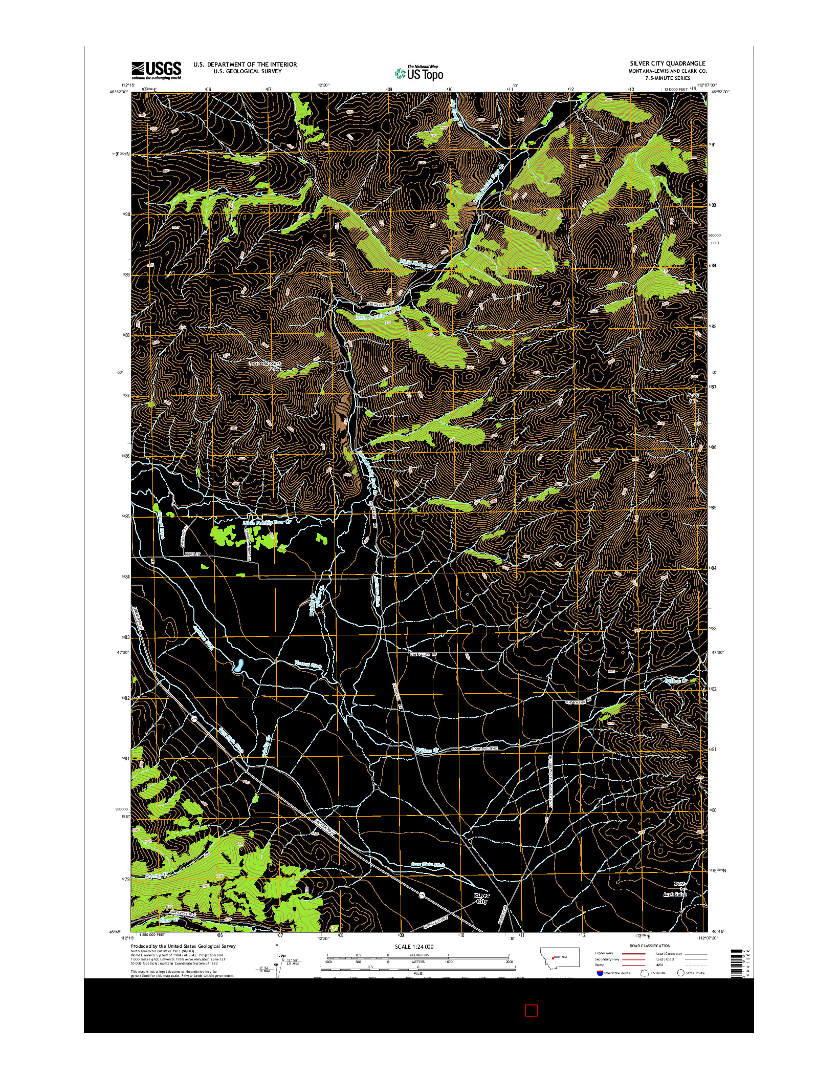 USGS US TOPO 7.5-MINUTE MAP FOR SILVER CITY, MT 2014