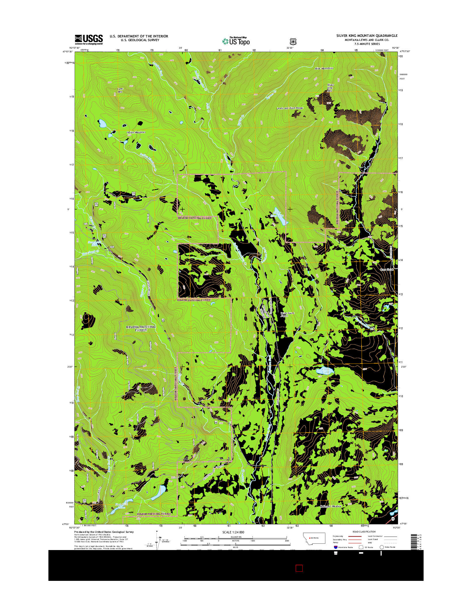 USGS US TOPO 7.5-MINUTE MAP FOR SILVER KING MOUNTAIN, MT 2014