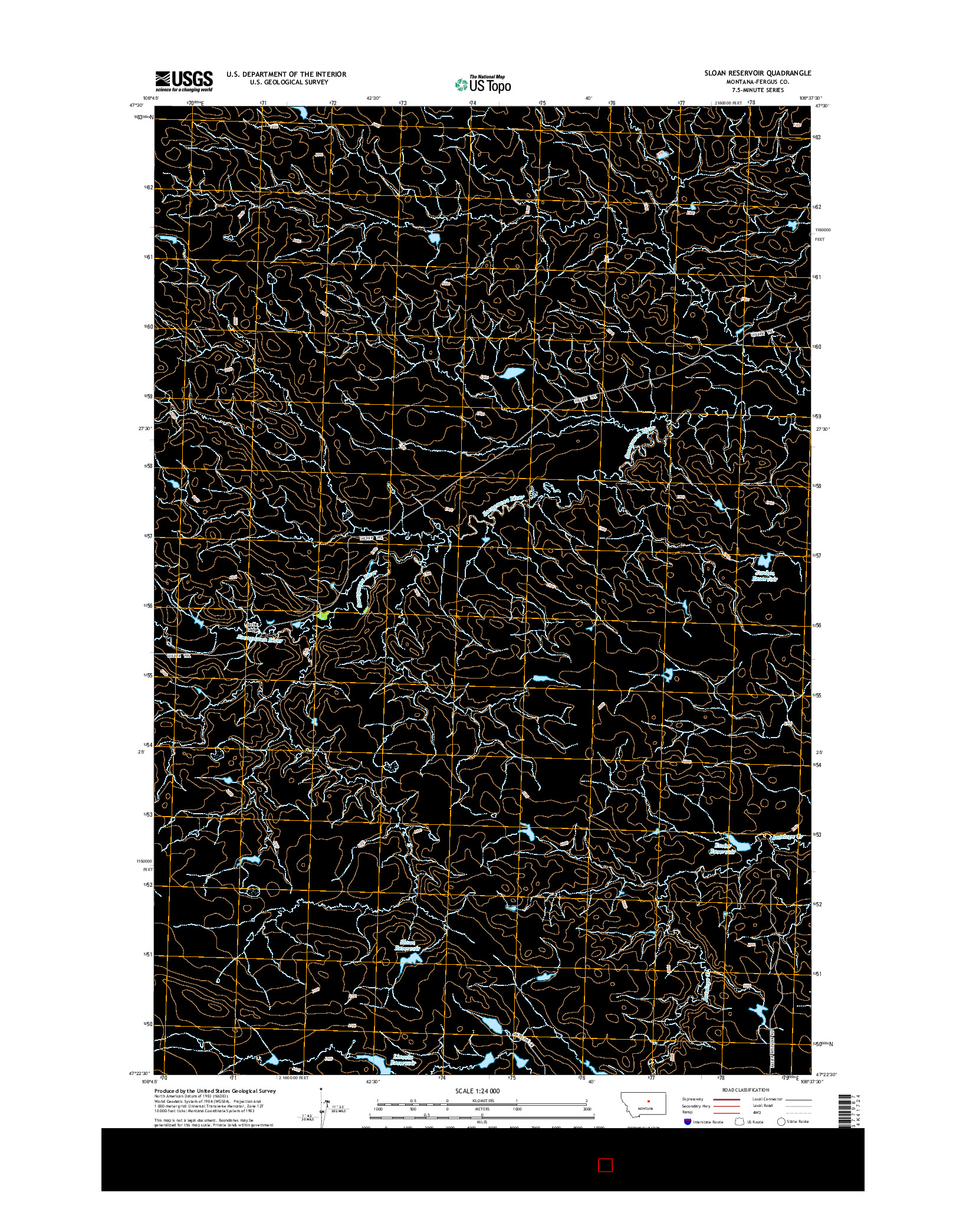 USGS US TOPO 7.5-MINUTE MAP FOR SLOAN RESERVOIR, MT 2014