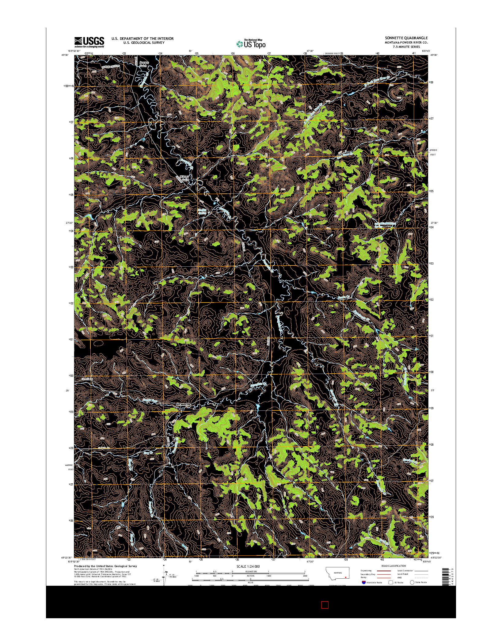 USGS US TOPO 7.5-MINUTE MAP FOR SONNETTE, MT 2014