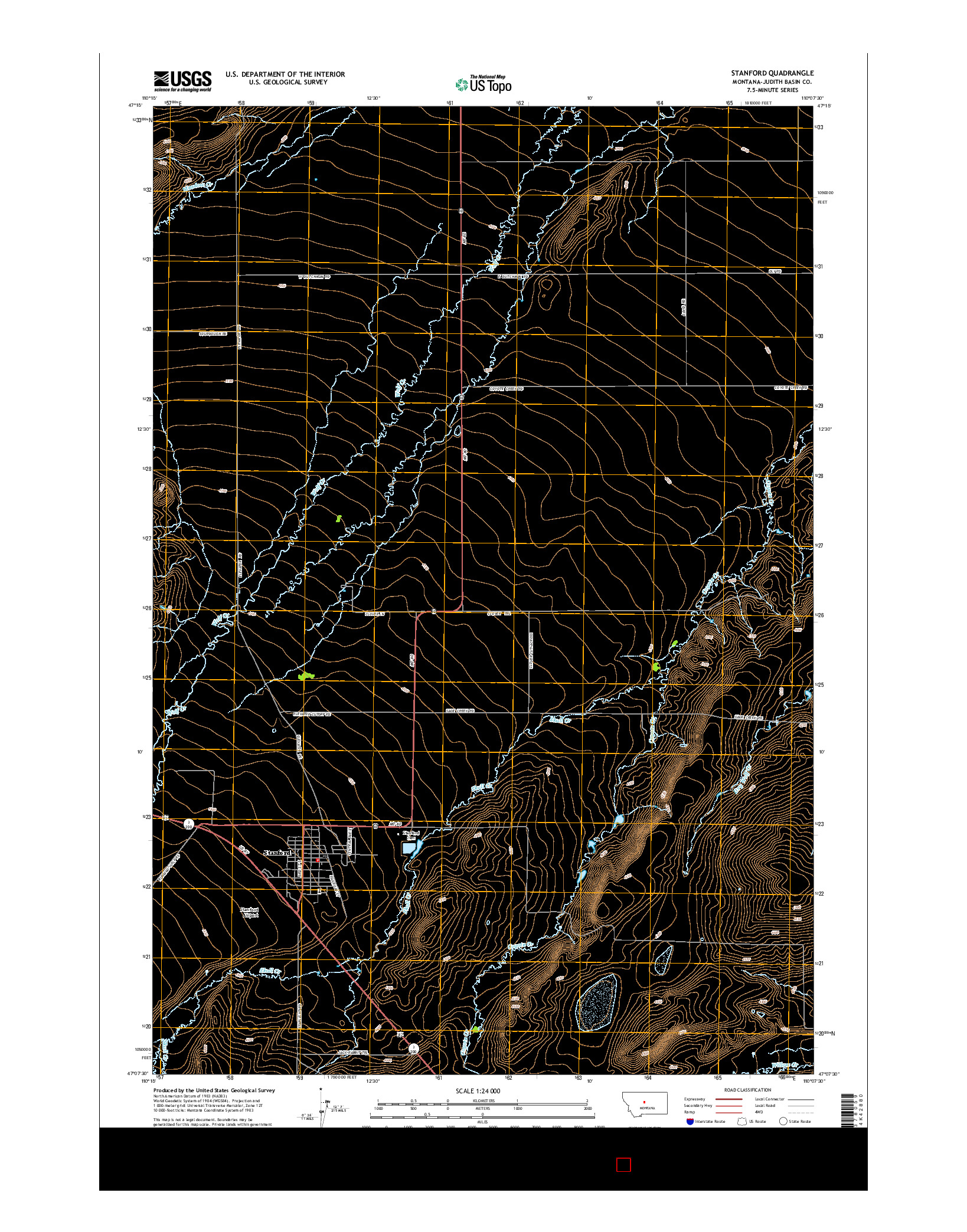 USGS US TOPO 7.5-MINUTE MAP FOR STANFORD, MT 2014