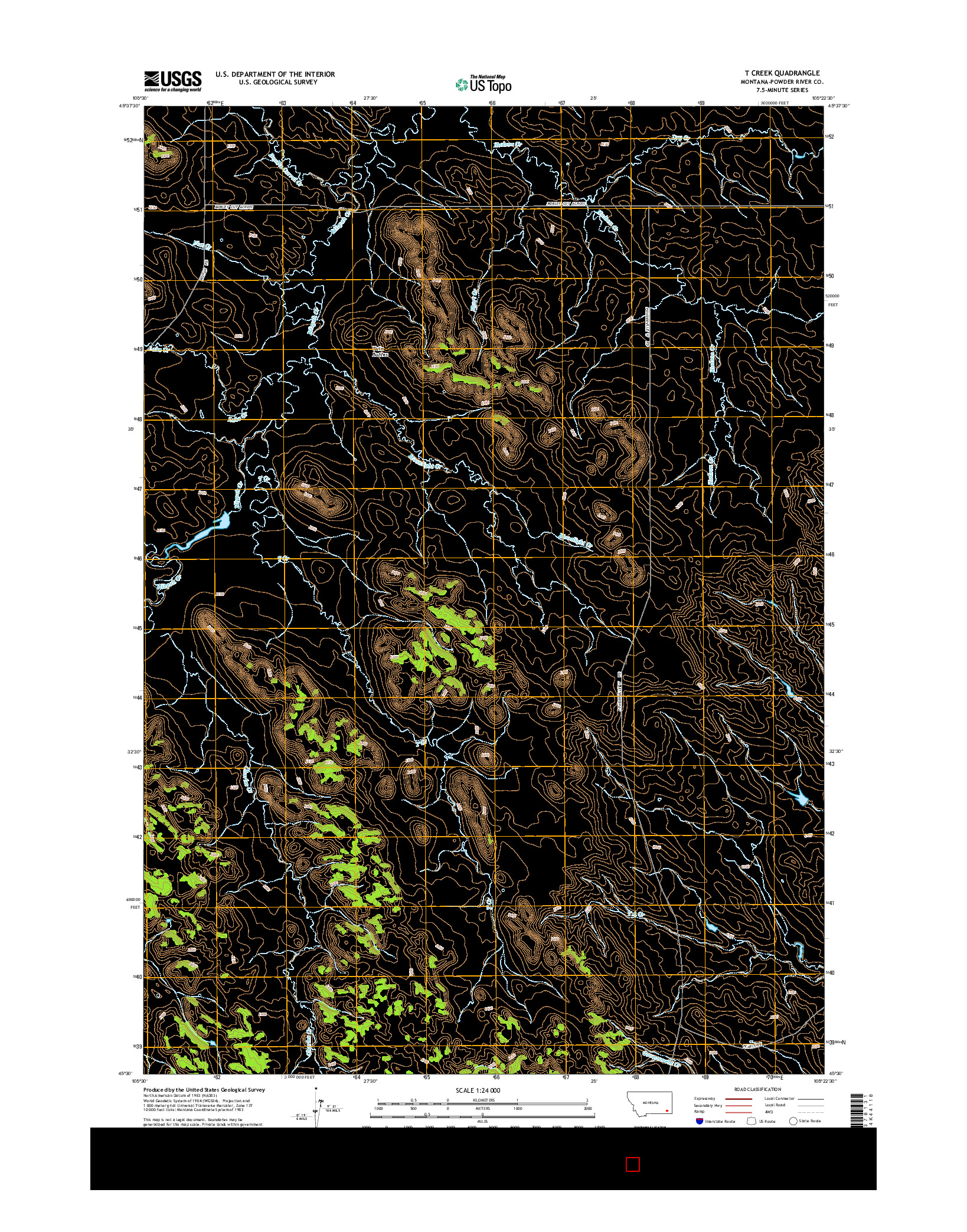 USGS US TOPO 7.5-MINUTE MAP FOR T CREEK, MT 2014