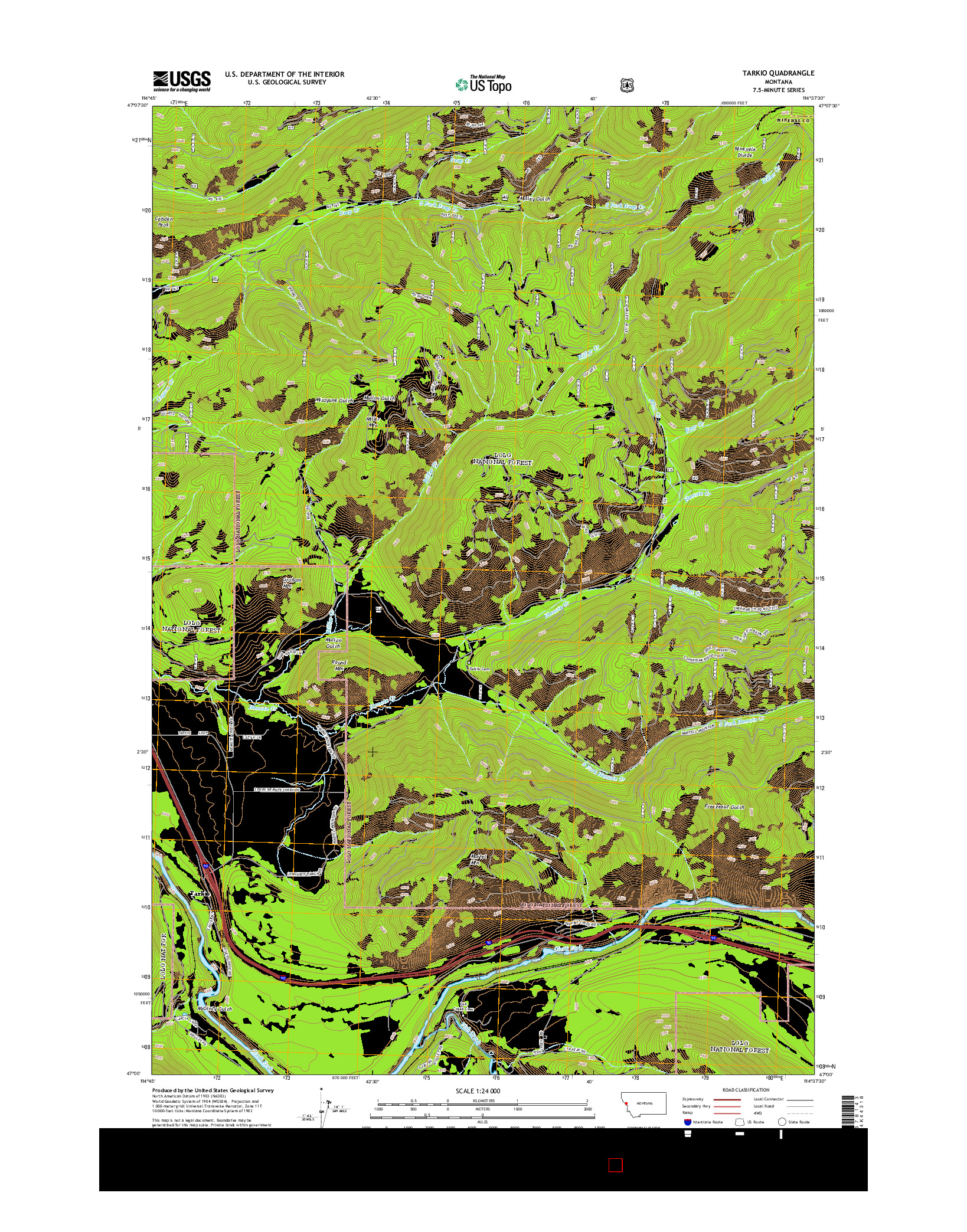 USGS US TOPO 7.5-MINUTE MAP FOR TARKIO, MT 2014