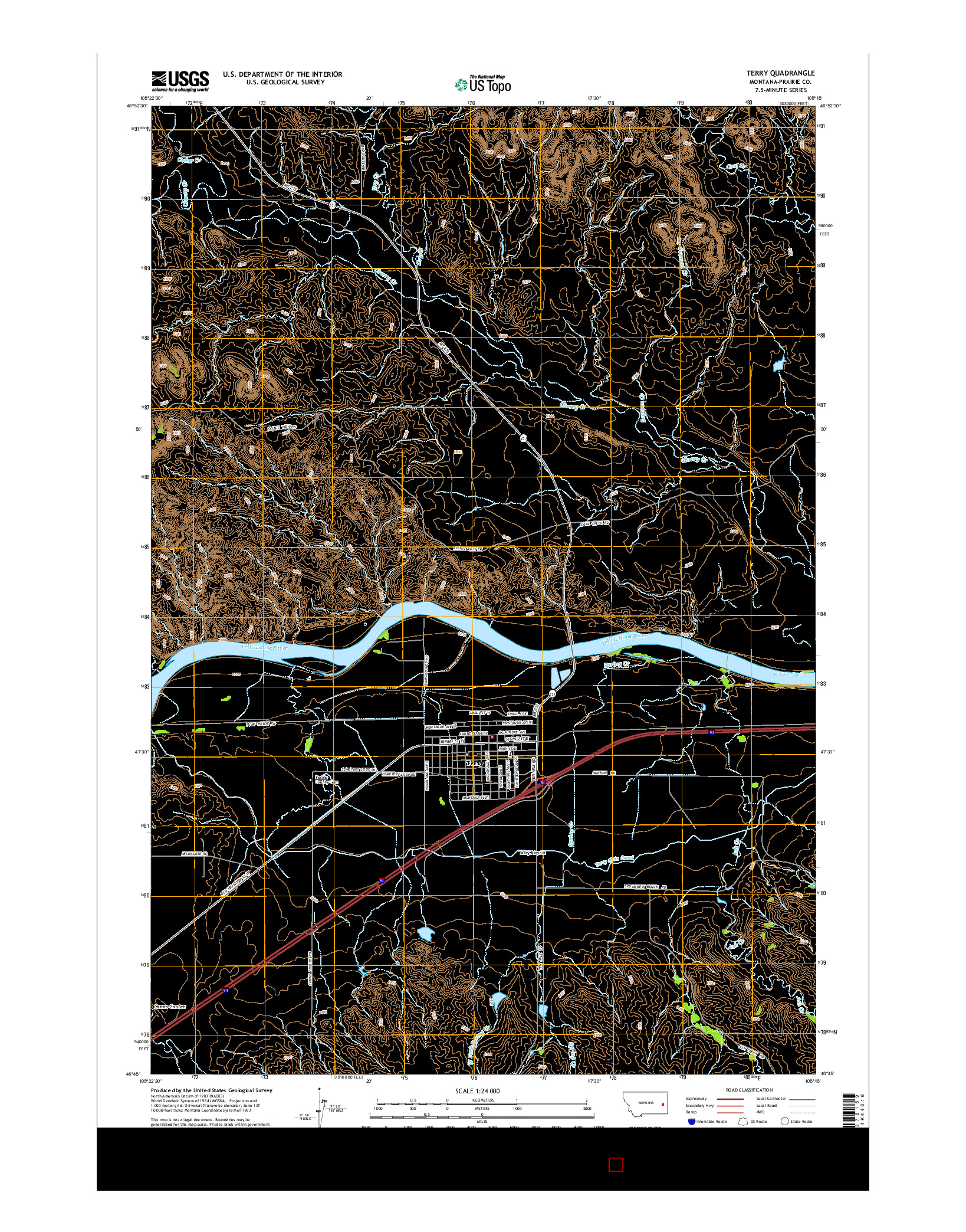 USGS US TOPO 7.5-MINUTE MAP FOR TERRY, MT 2014