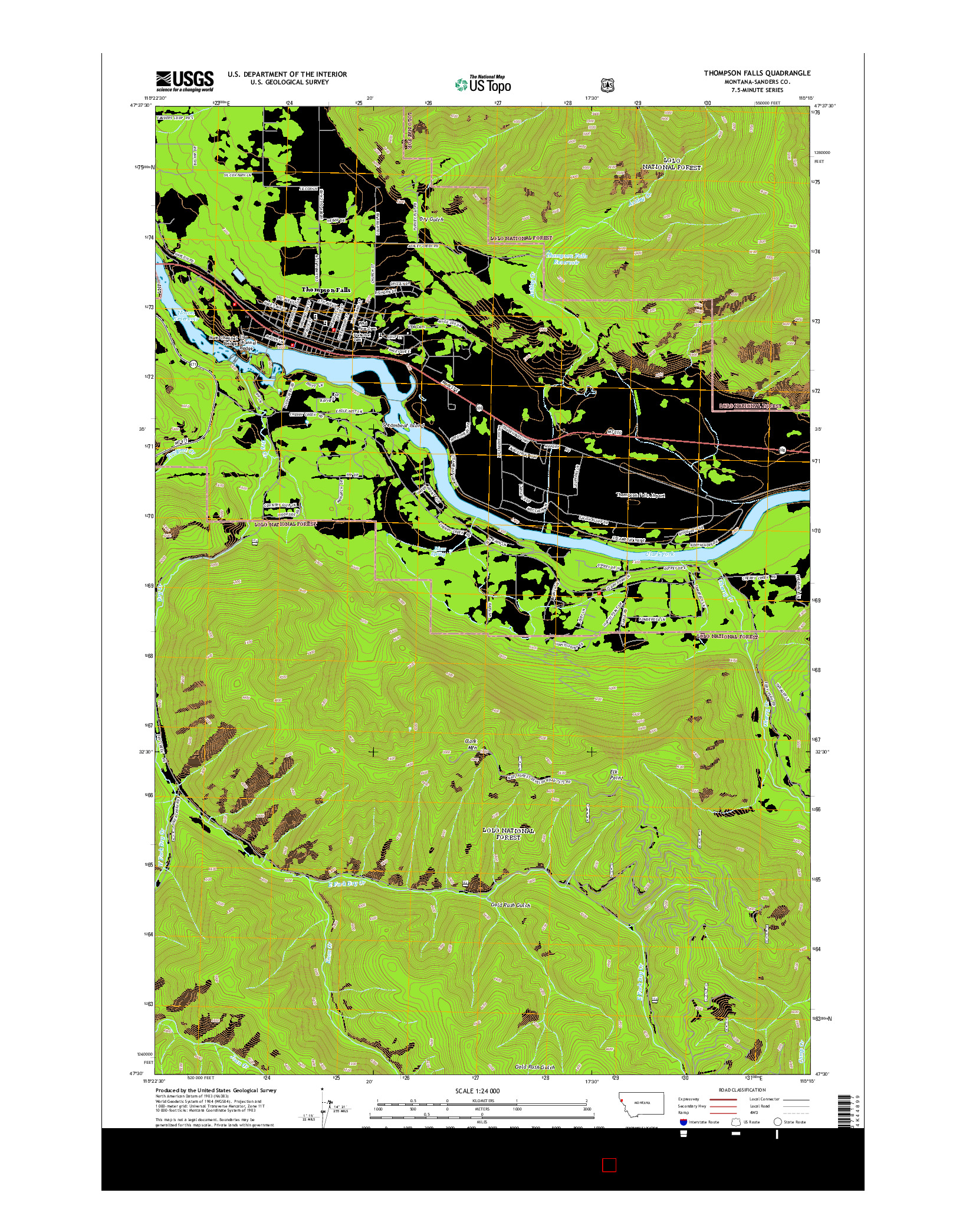 USGS US TOPO 7.5-MINUTE MAP FOR THOMPSON FALLS, MT 2014