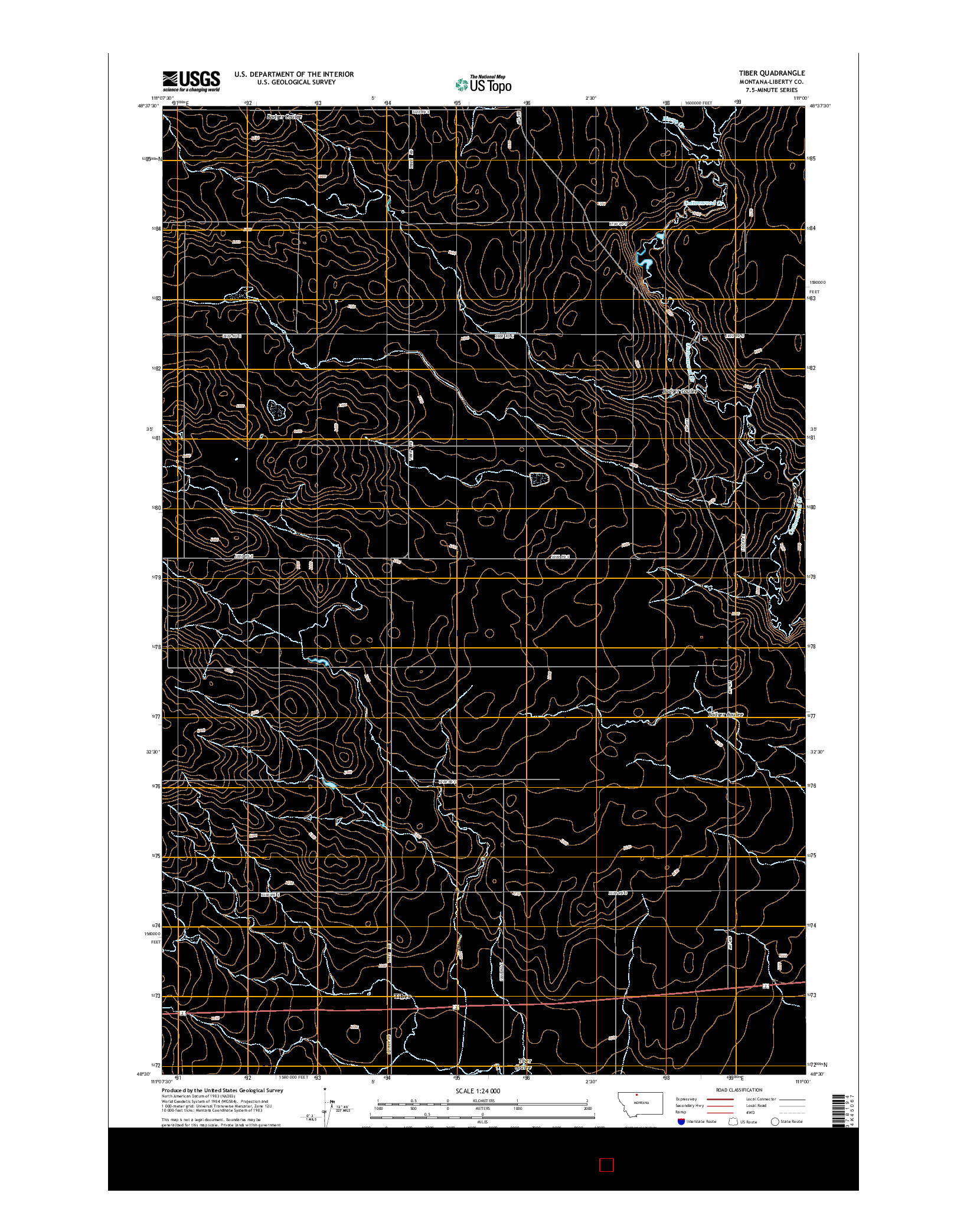 USGS US TOPO 7.5-MINUTE MAP FOR TIBER, MT 2014