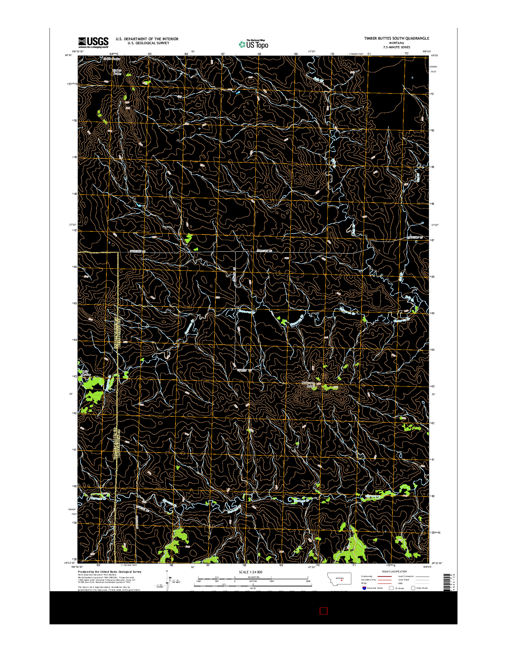 USGS US TOPO 7.5-MINUTE MAP FOR TIMBER BUTTES SOUTH, MT 2014