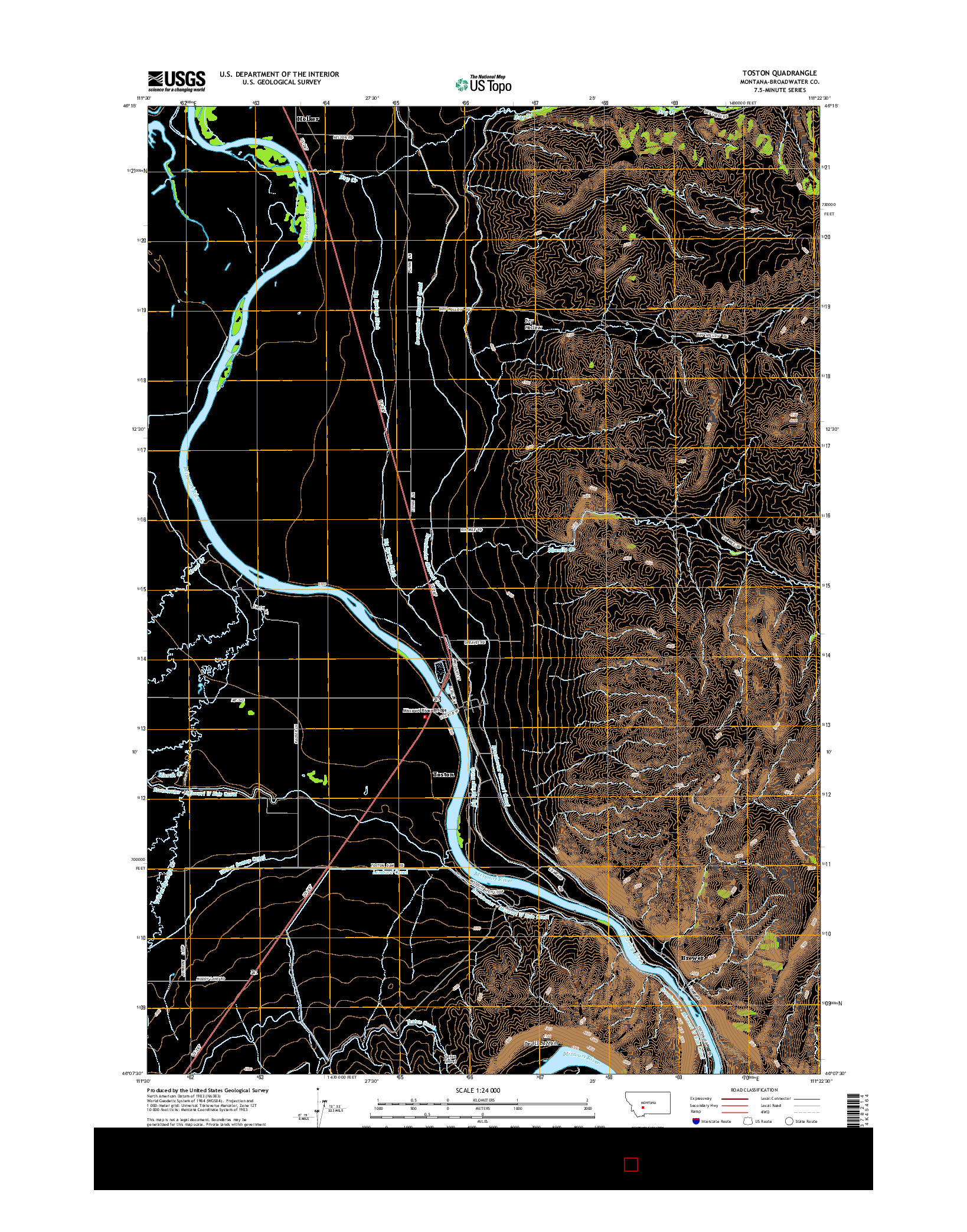 USGS US TOPO 7.5-MINUTE MAP FOR TOSTON, MT 2014