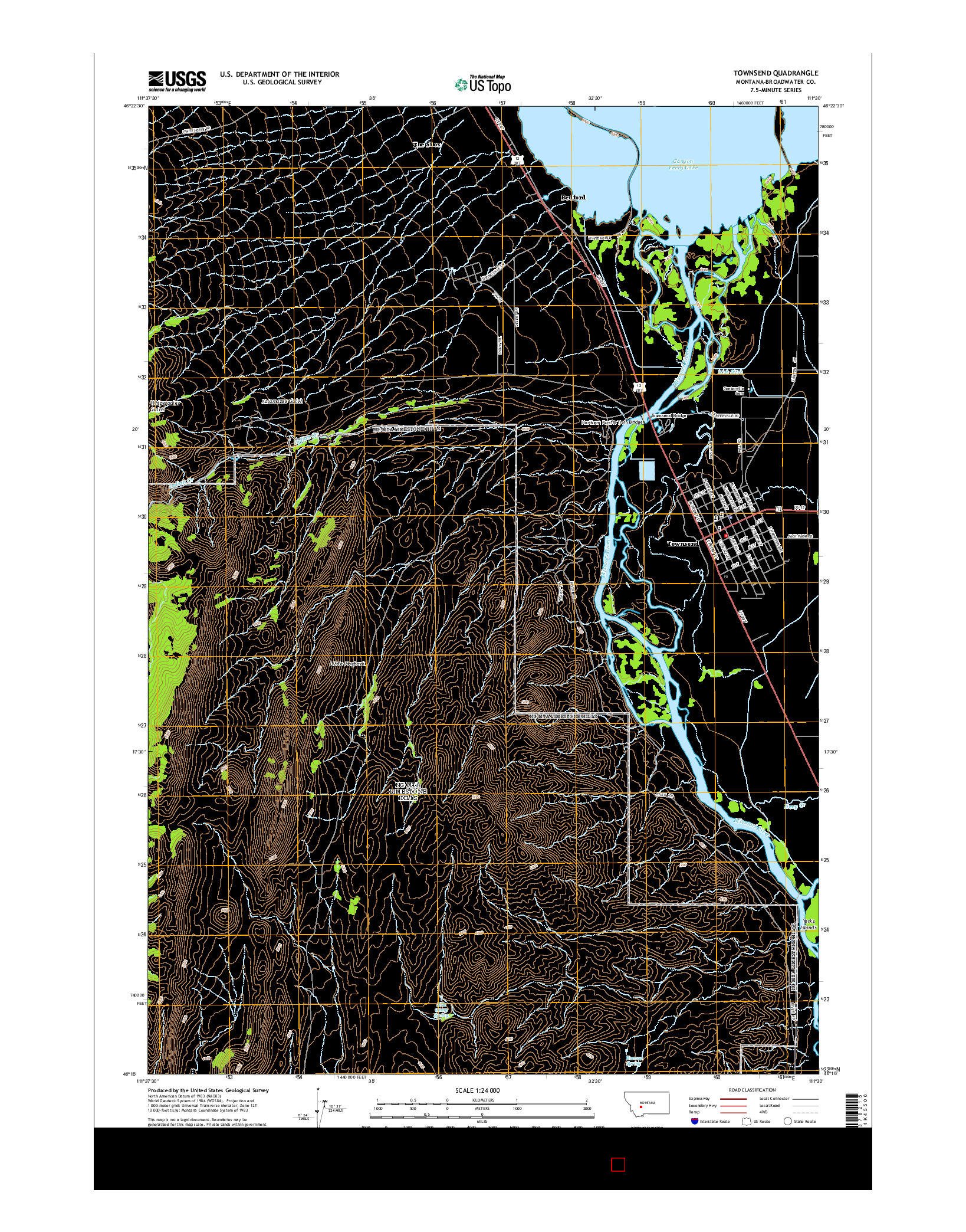 USGS US TOPO 7.5-MINUTE MAP FOR TOWNSEND, MT 2014