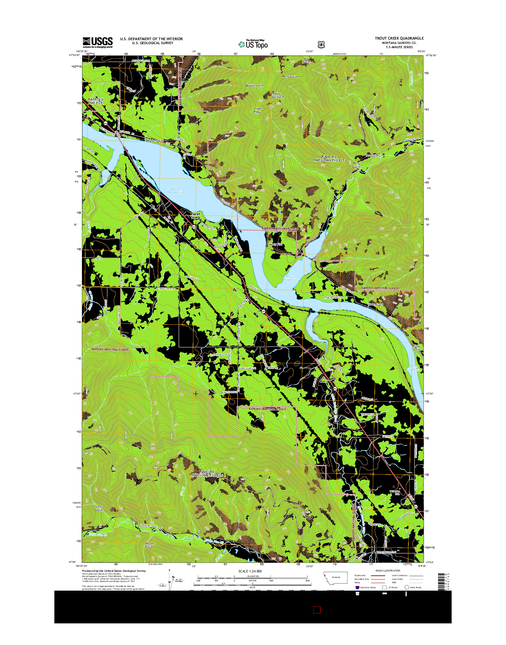 USGS US TOPO 7.5-MINUTE MAP FOR TROUT CREEK, MT 2014